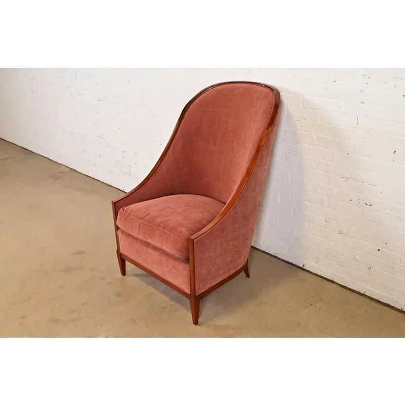 John Widdicomb Silla de madera de cerezo Art Decó moderno para bañera o silla pantufla siglo XX en venta