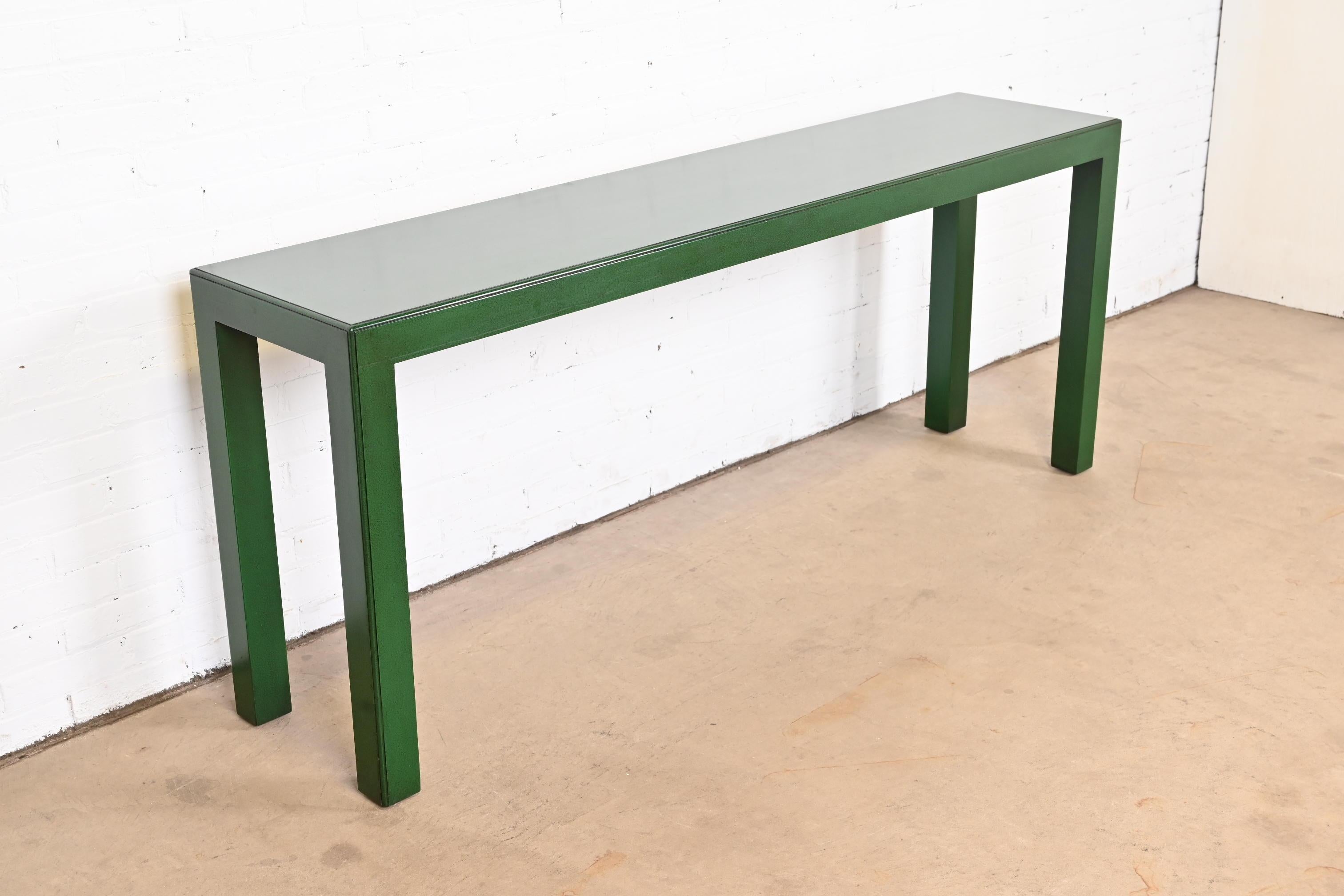 American John Widdicomb Modern Green Lacquered Parsons Console Table