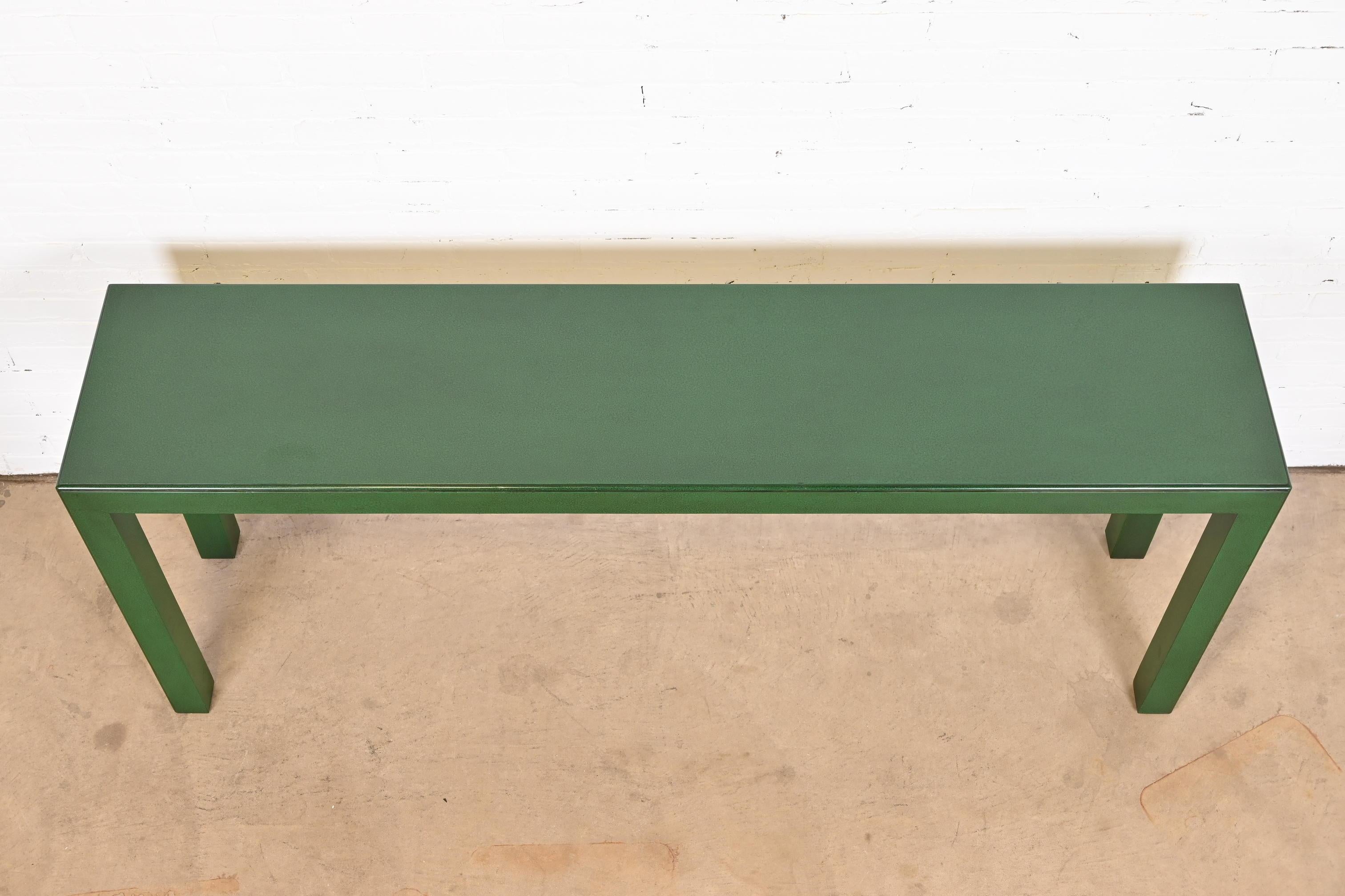 20th Century John Widdicomb Modern Green Lacquered Parsons Console Table