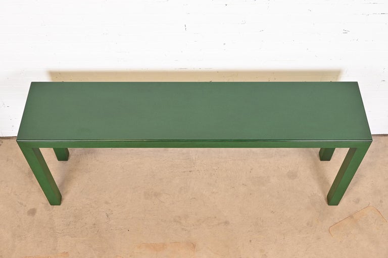 John Widdicomb Modern Green Lacquered Parsons Console Table 1