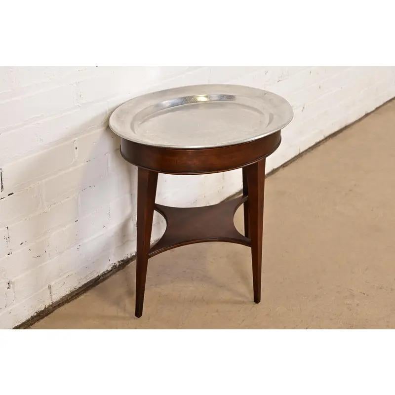 John Widdicomb Modern Regency Drinks Table With Removable Pewter Serving Tray In Good Condition For Sale In South Bend, IN