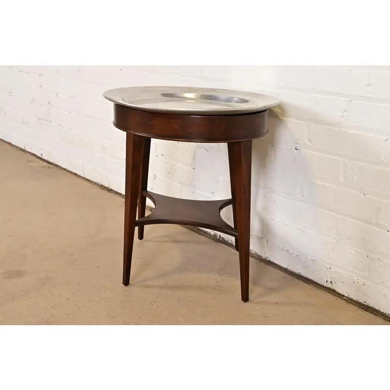 20th Century John Widdicomb Modern Regency Drinks Table With Removable Pewter Serving Tray For Sale