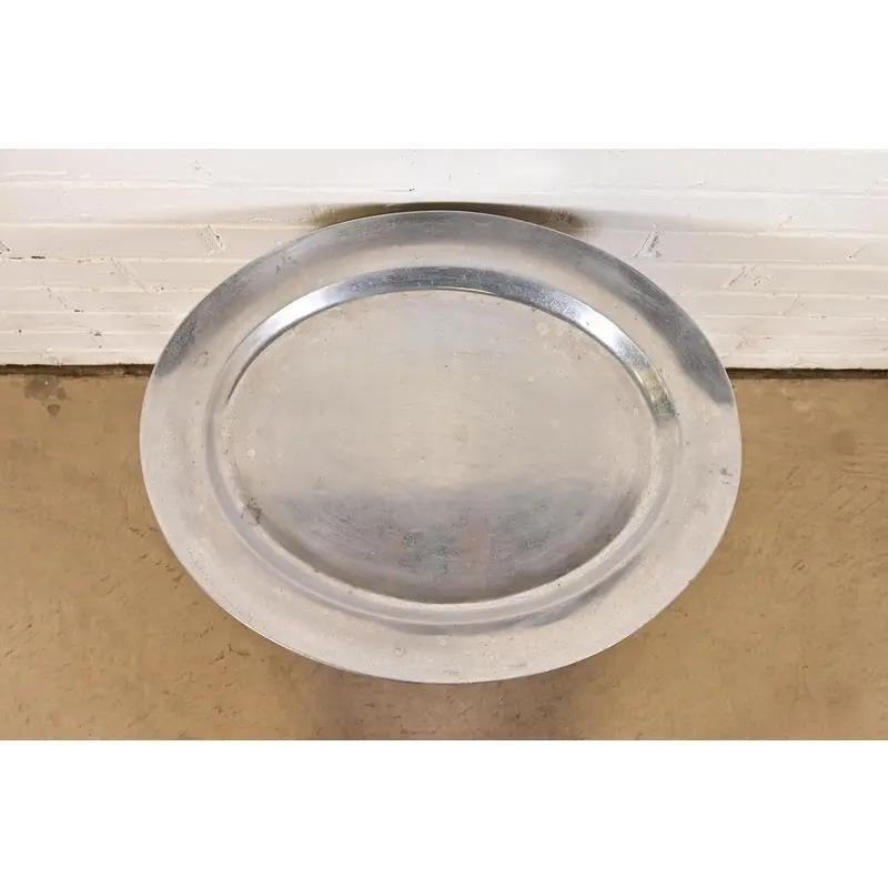 John Widdicomb Modern Regency Drinks Table With Removable Pewter Serving Tray For Sale 1