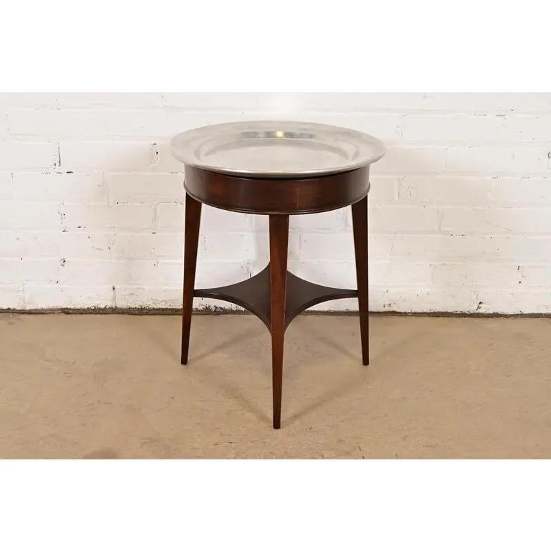 John Widdicomb Modern Regency Drinks Table With Removable Pewter Serving Tray For Sale 2