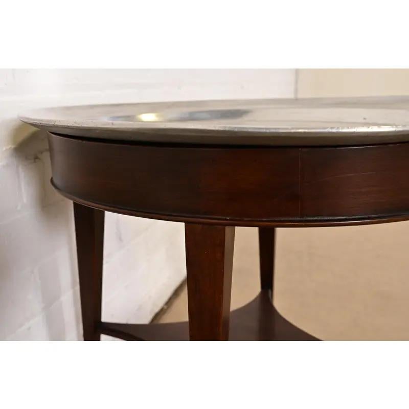 John Widdicomb Modern Regency Drinks Table With Removable Pewter Serving Tray For Sale 3
