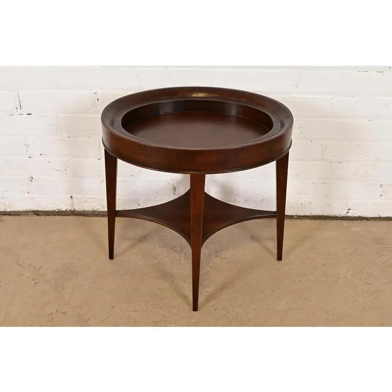 John Widdicomb Modern Regency Drinks Table With Removable Pewter Serving Tray For Sale 4