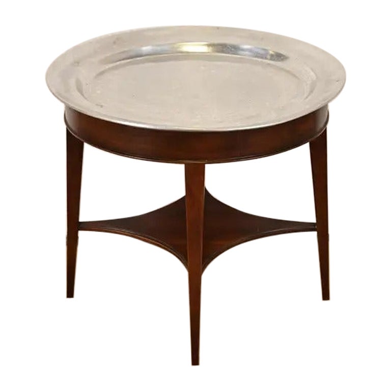 John Widdicomb Modern Regency Drinks Table With Removable Pewter Serving Tray For Sale