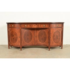 John Widdicomb Neoclassical Mahogany & Burl Wood Sideboard Credenza, Refinished