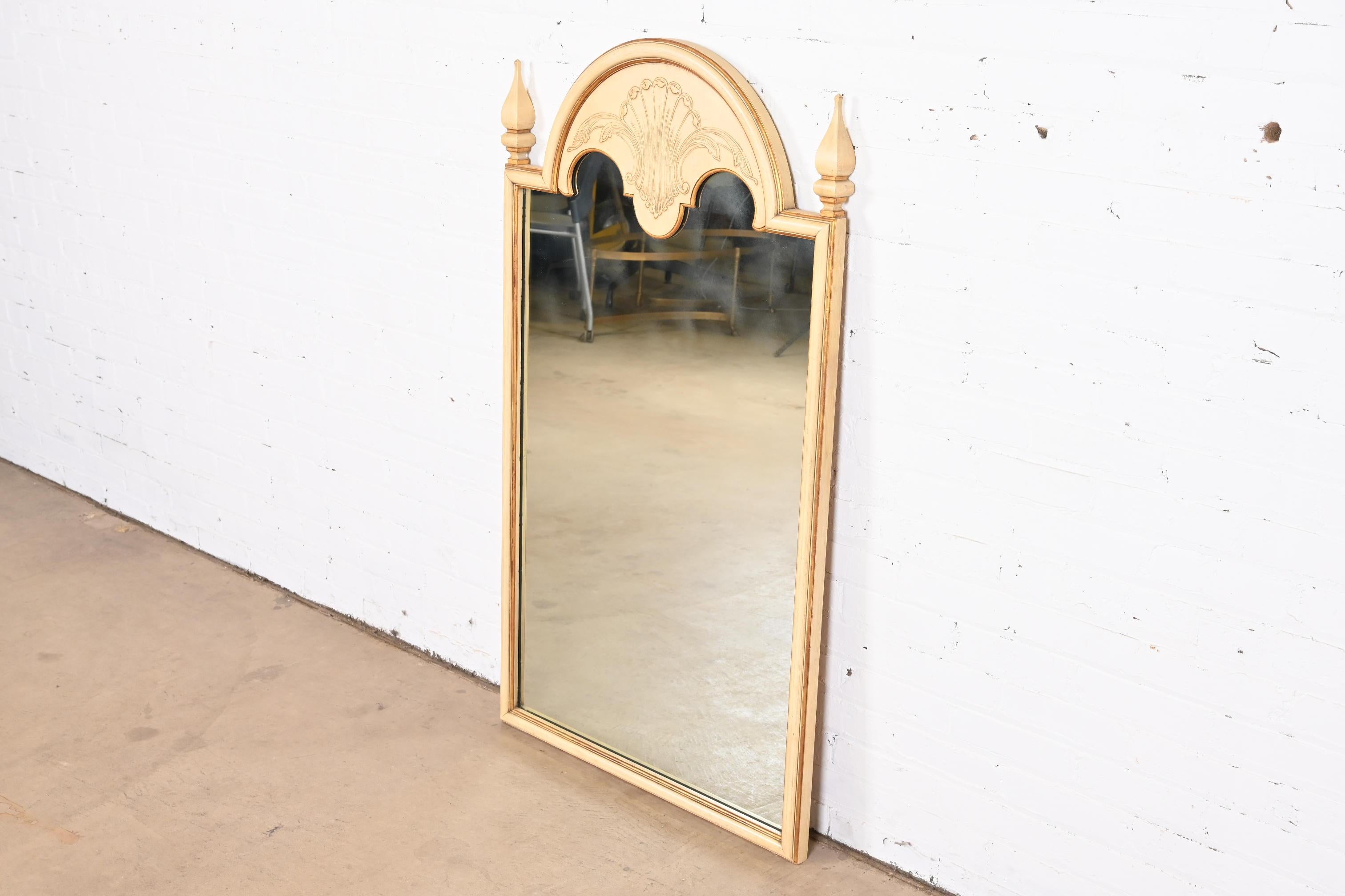John Widdicomb Neoclassical Painted and Gold Gilt Large Wall Mirror, 1950s In Good Condition For Sale In South Bend, IN