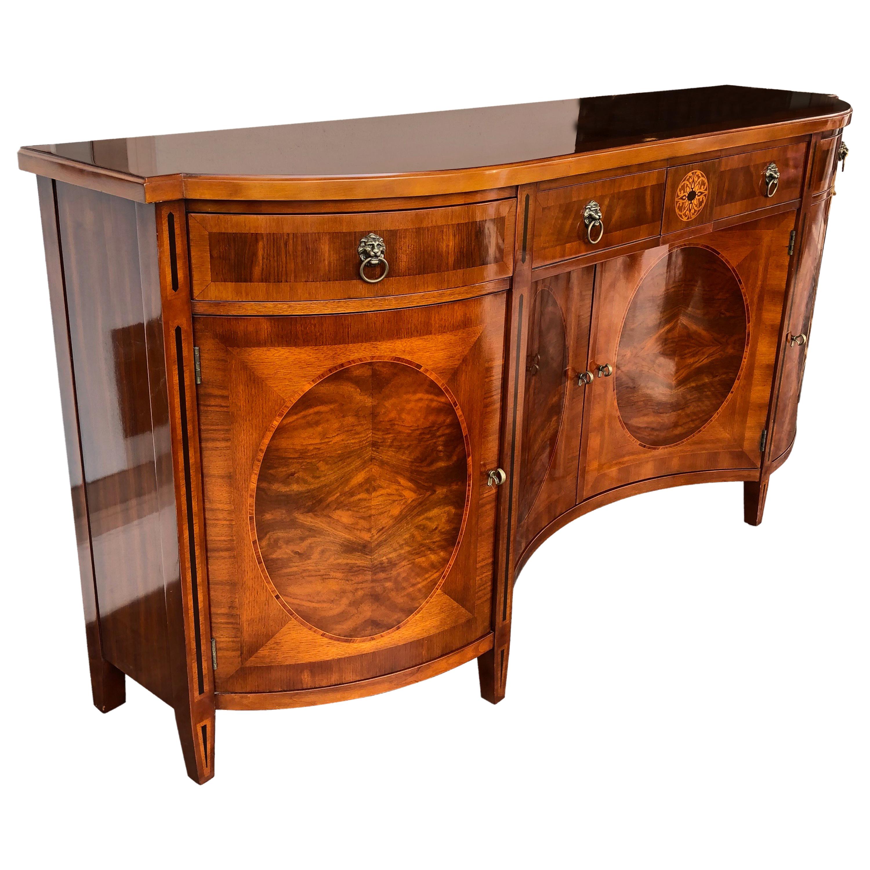 John Widdicomb Neoclassical Russian Credenza Mahogany Inlaid Sideboard Buffet For Sale