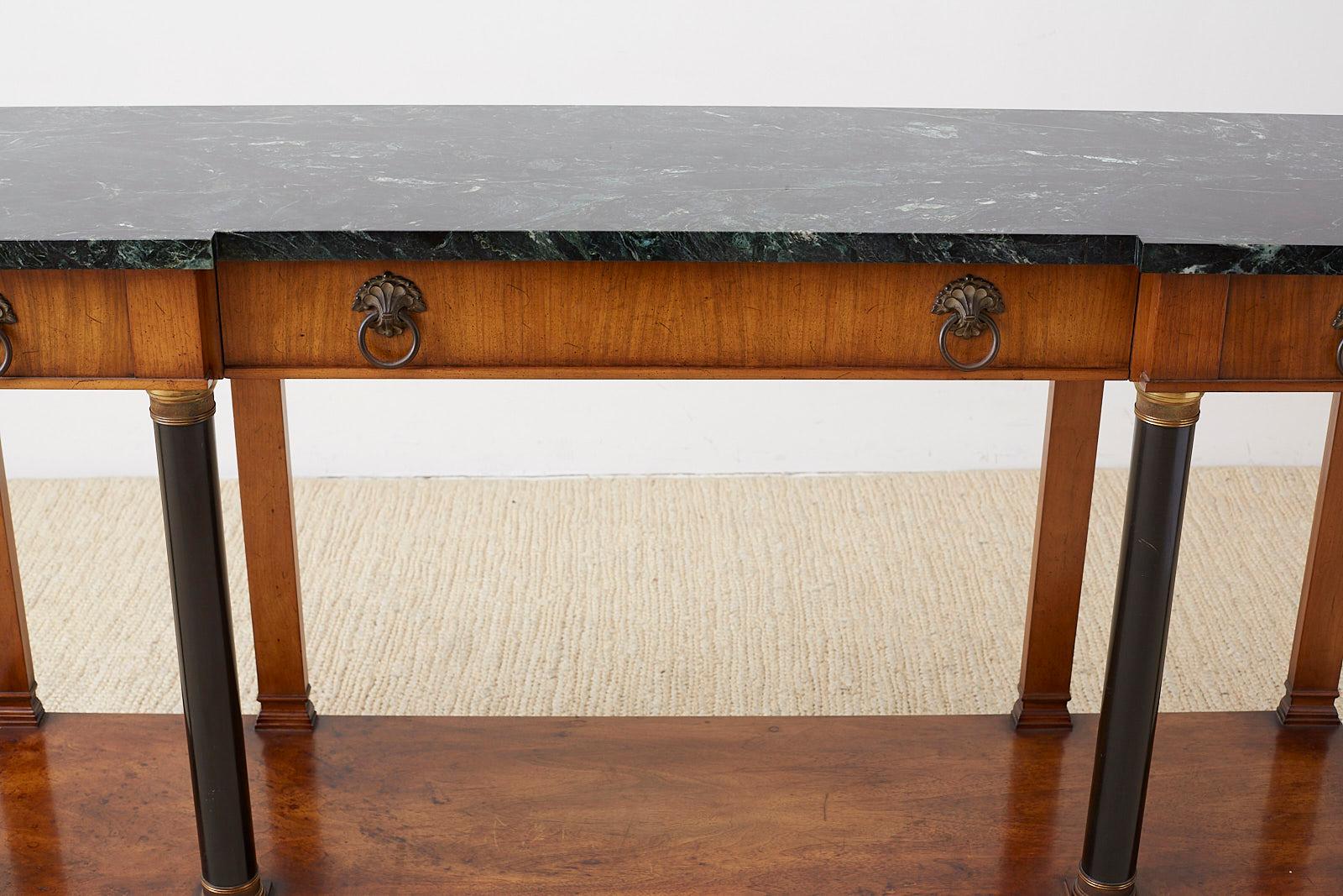 Hand-Crafted John Widdicomb Neoclassical Style Marble Top Console Table