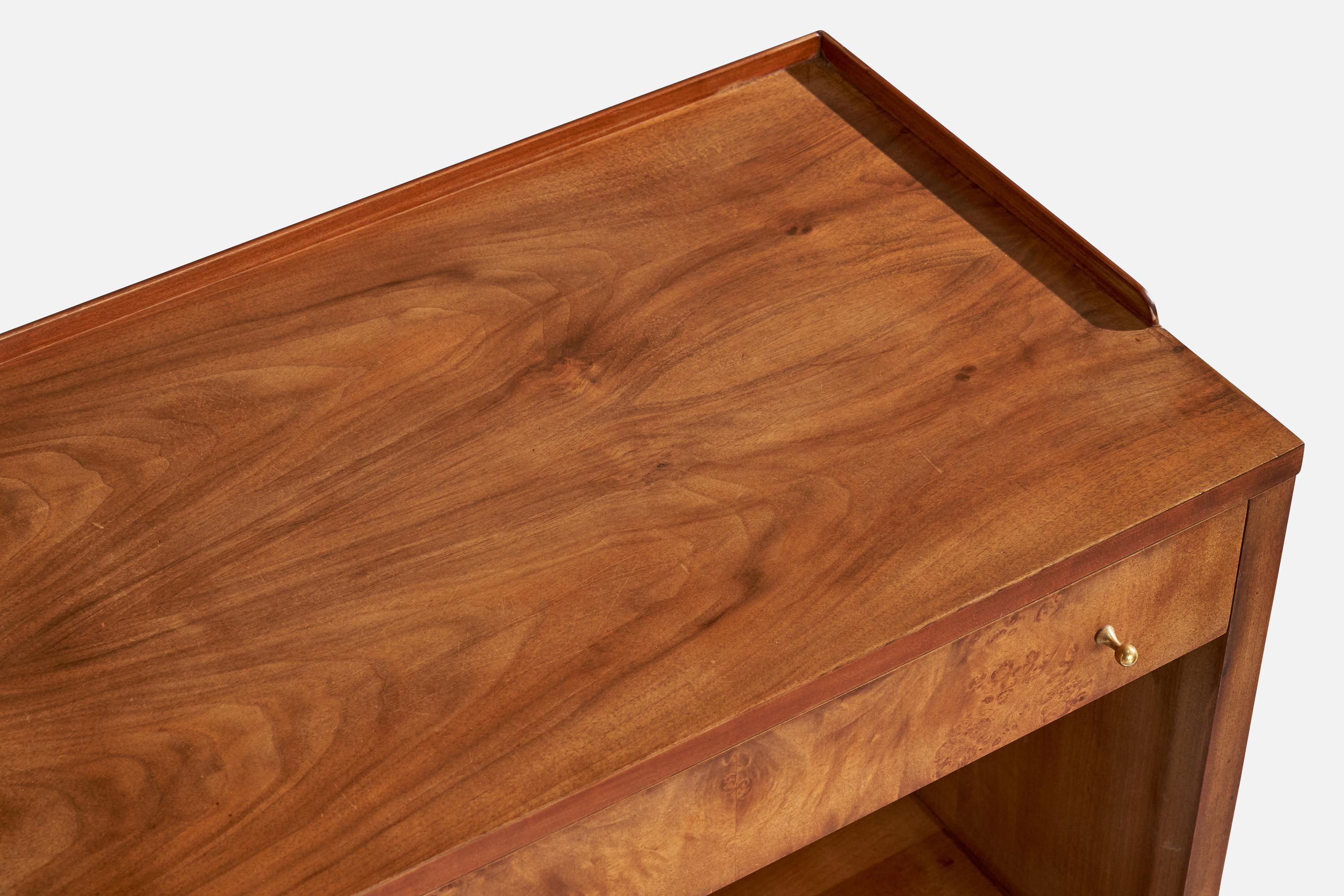 John Widdicomb, Nightstands, Walnut, Burl, Brass, USA, 1950s 1