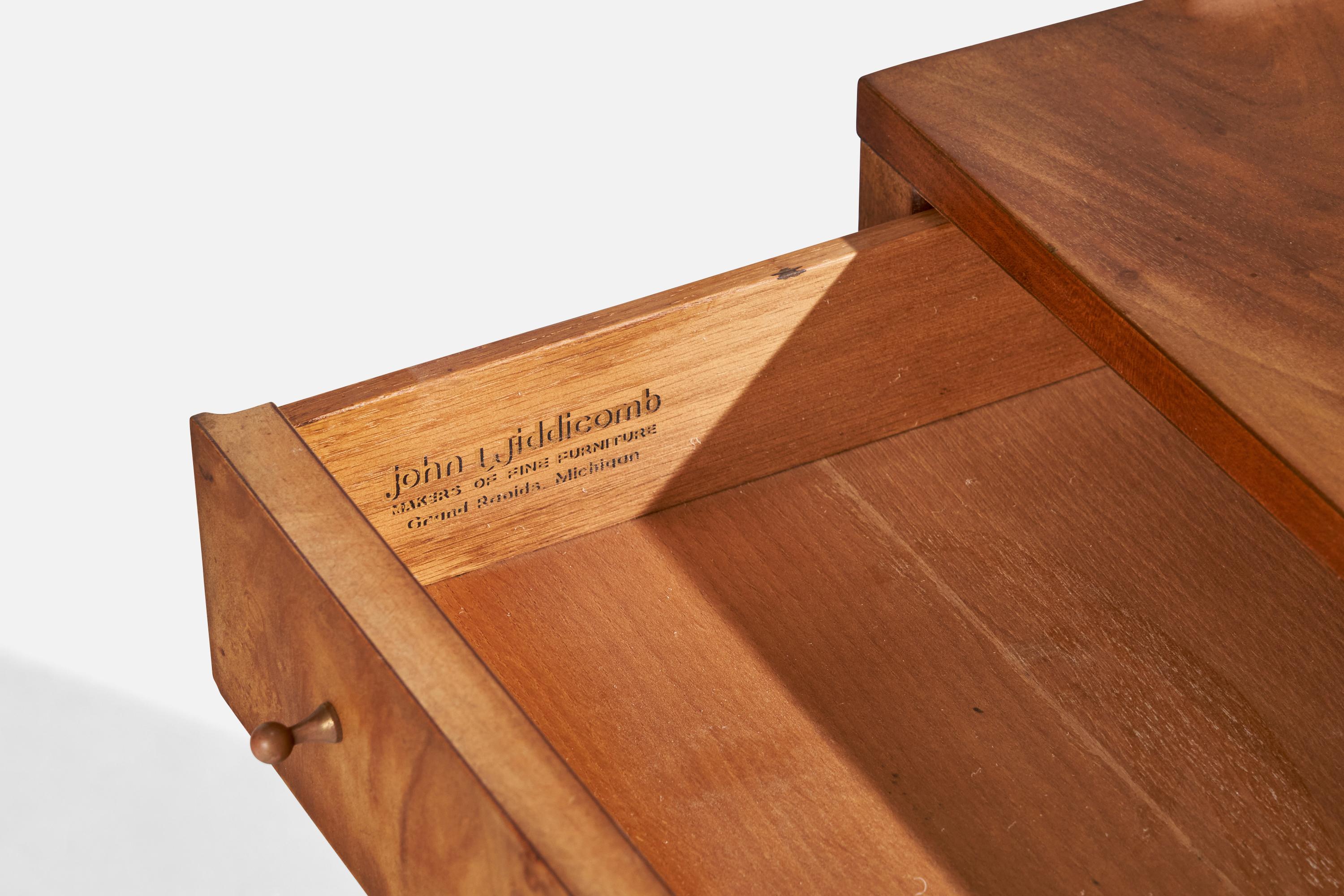 John Widdicomb, Nightstands, Walnut, Burl, Brass, USA, 1950s 2