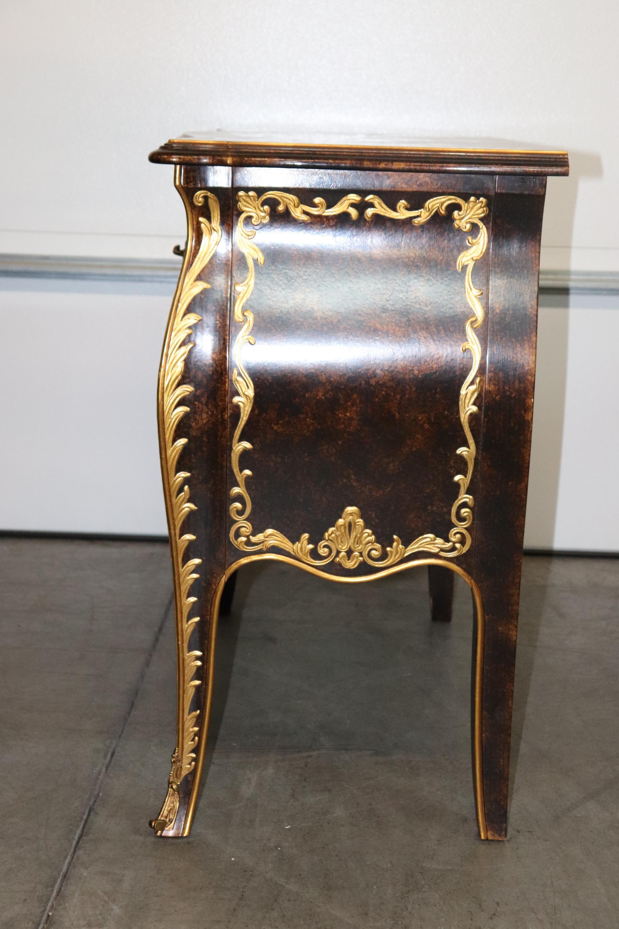 John Widdicomb Paint Decorated French Louis XV Style Bronze Mounted Commode In Good Condition In Swedesboro, NJ