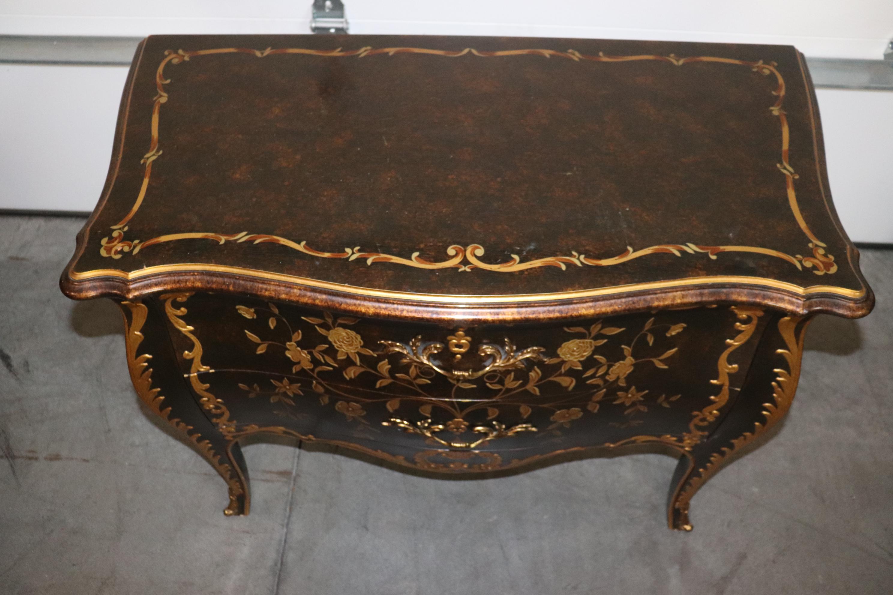 John Widdicomb Paint Decorated French Louis XV Style Bronze Mounted Commode 3