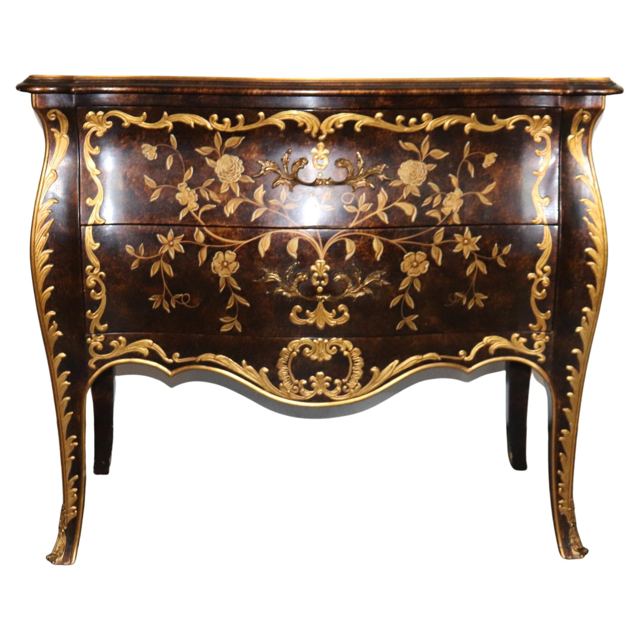 John Widdicomb Paint Decorated French Louis XV Style Bronze Mounted Commode