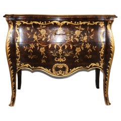 John Widdicomb Paint Decorated French Louis XV Style Bronze Mounted Commode