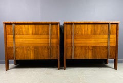 John Widdicomb Pair of Walnut Gentleman's Chests Exquisitely Grained Mid Century