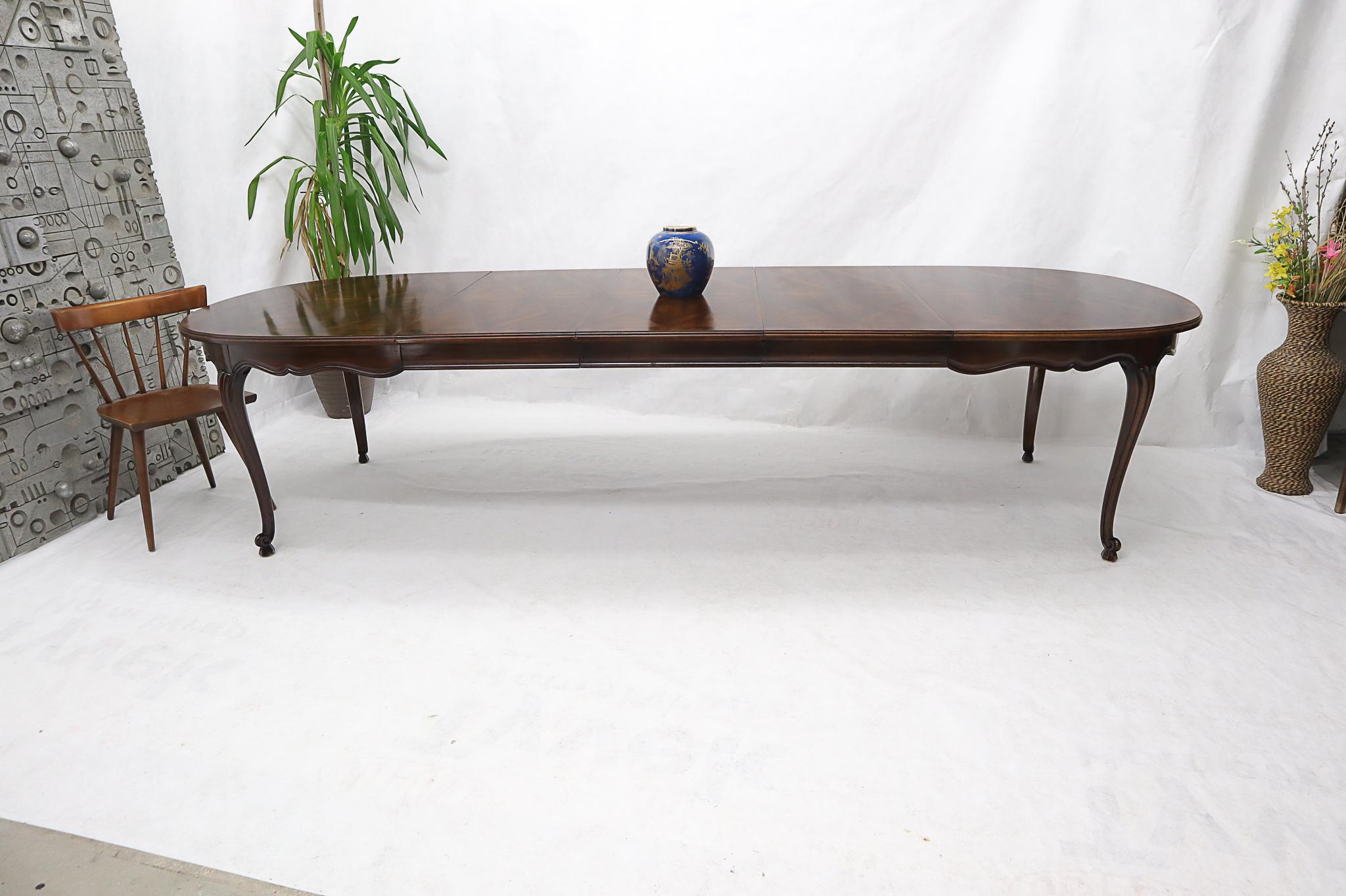 20th Century John Widdicomb Parquet Inlay Country French Dining Table with 3 Leaves