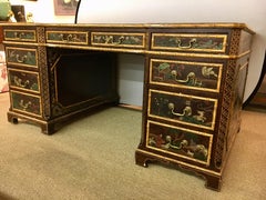 John Widdicomb Chinoiserie Partners Desk Hand Painted Leather Top
