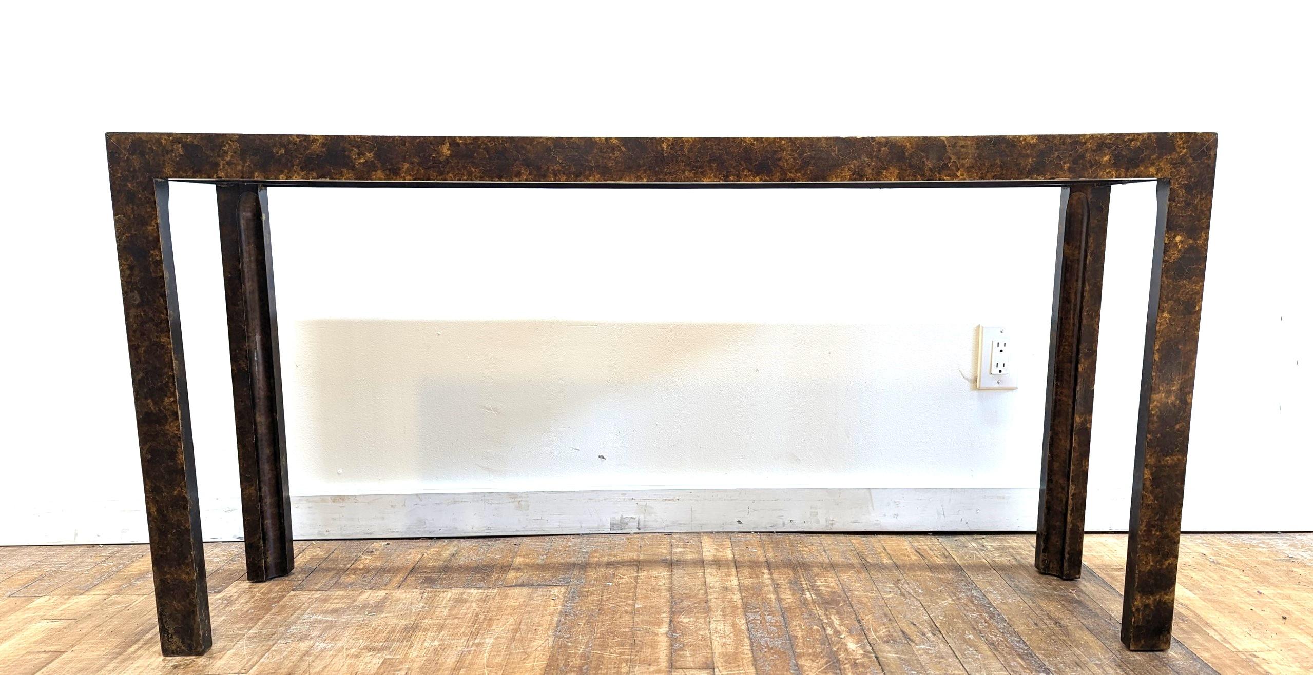 Late 20th Century John Widdicomb Patinaed Brass Top Console Table For Sale
