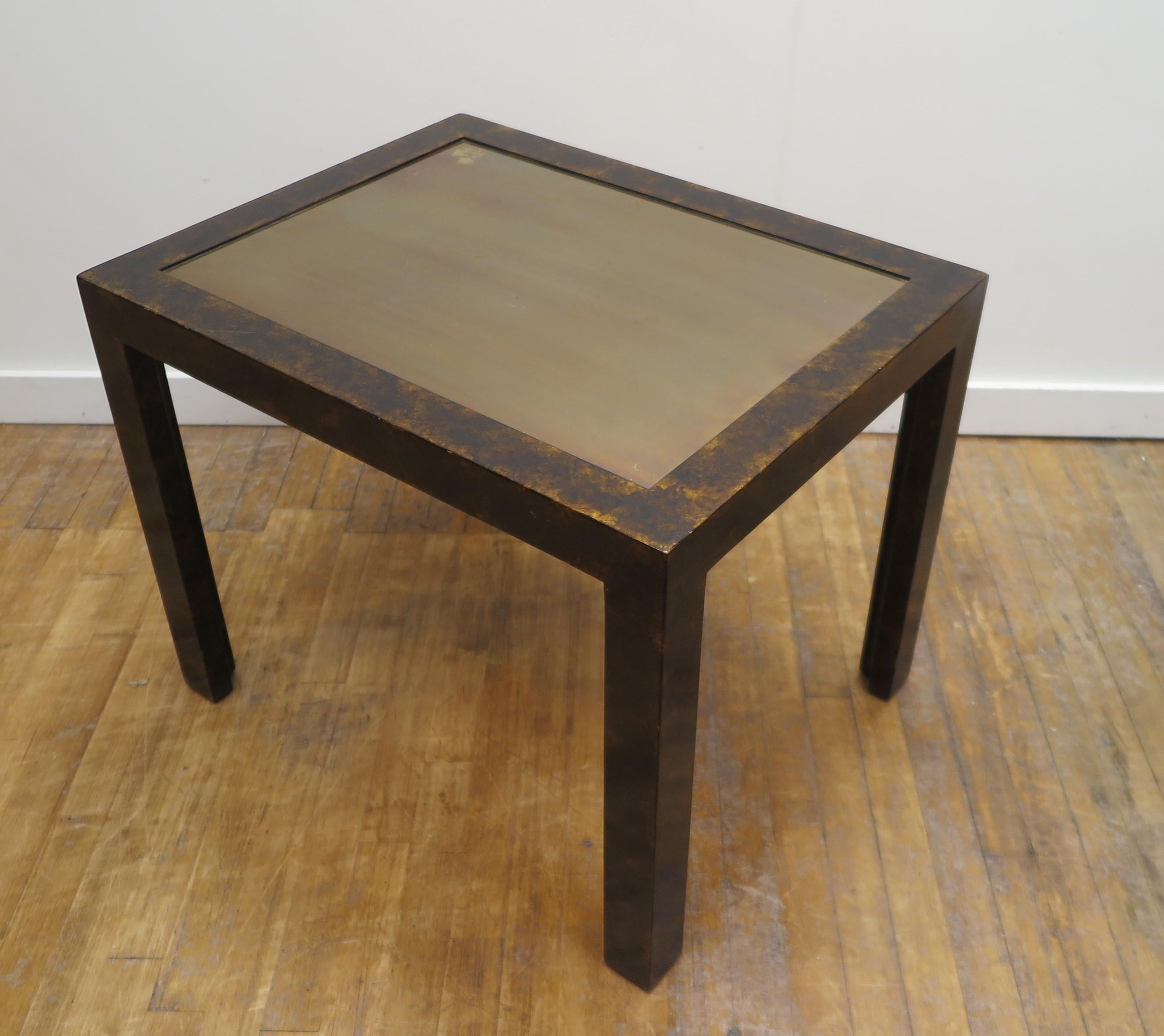 John Widdicomb Patinated Brass Inlay Side Table For Sale 5