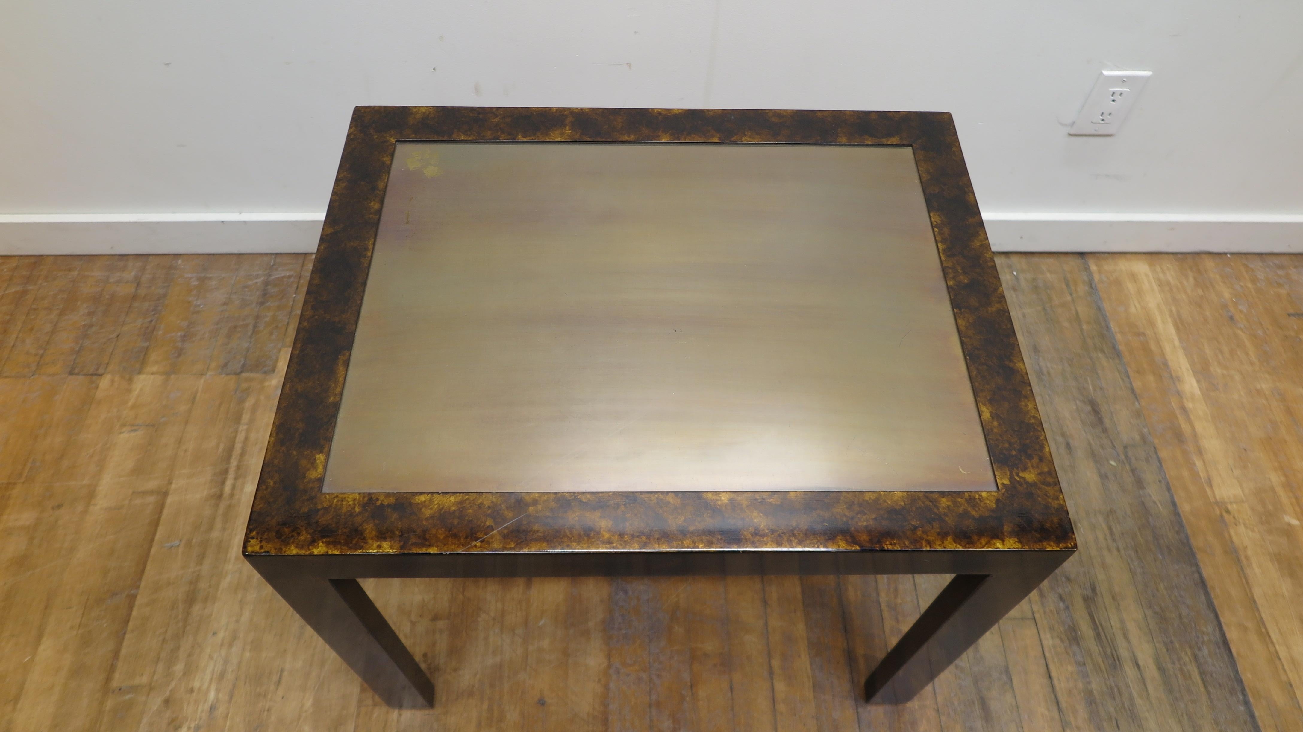 John Widdicomb Patinated Brass Inlay Side Table For Sale 7