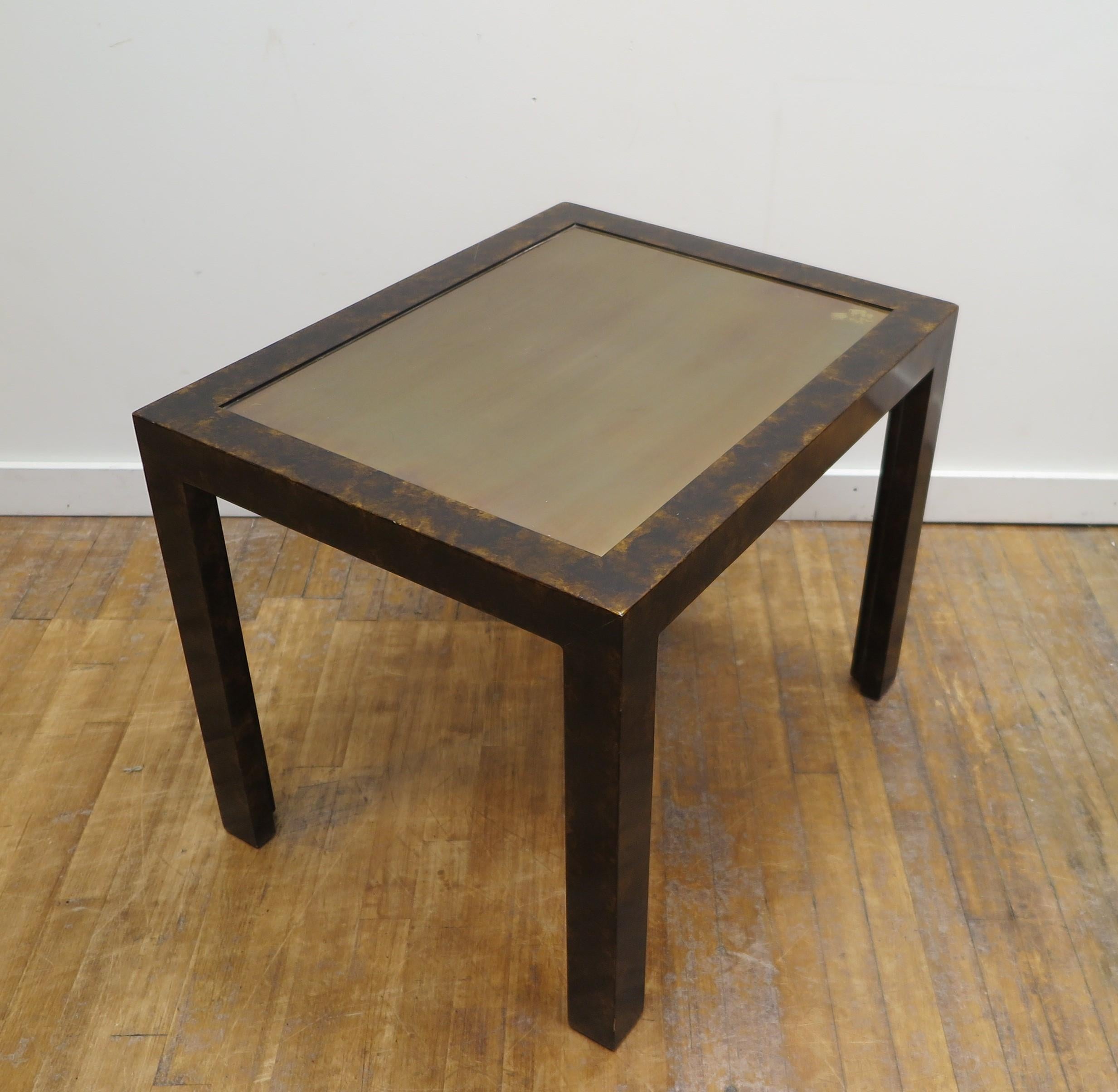 John Widdicomb Patinated Brass Inlay Side Table For Sale 1