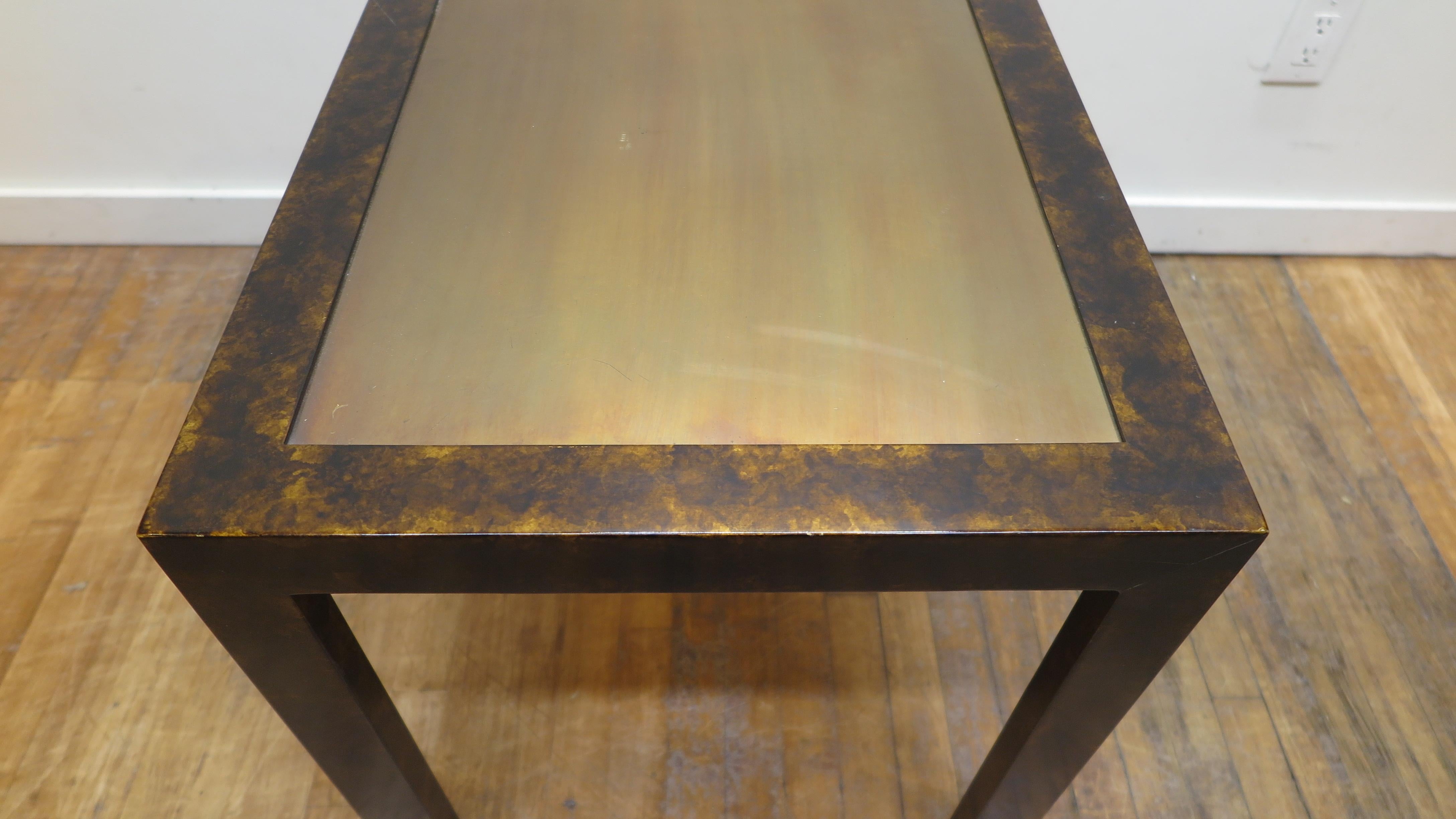 John Widdicomb Patinated Brass Inlay Side Table For Sale 3