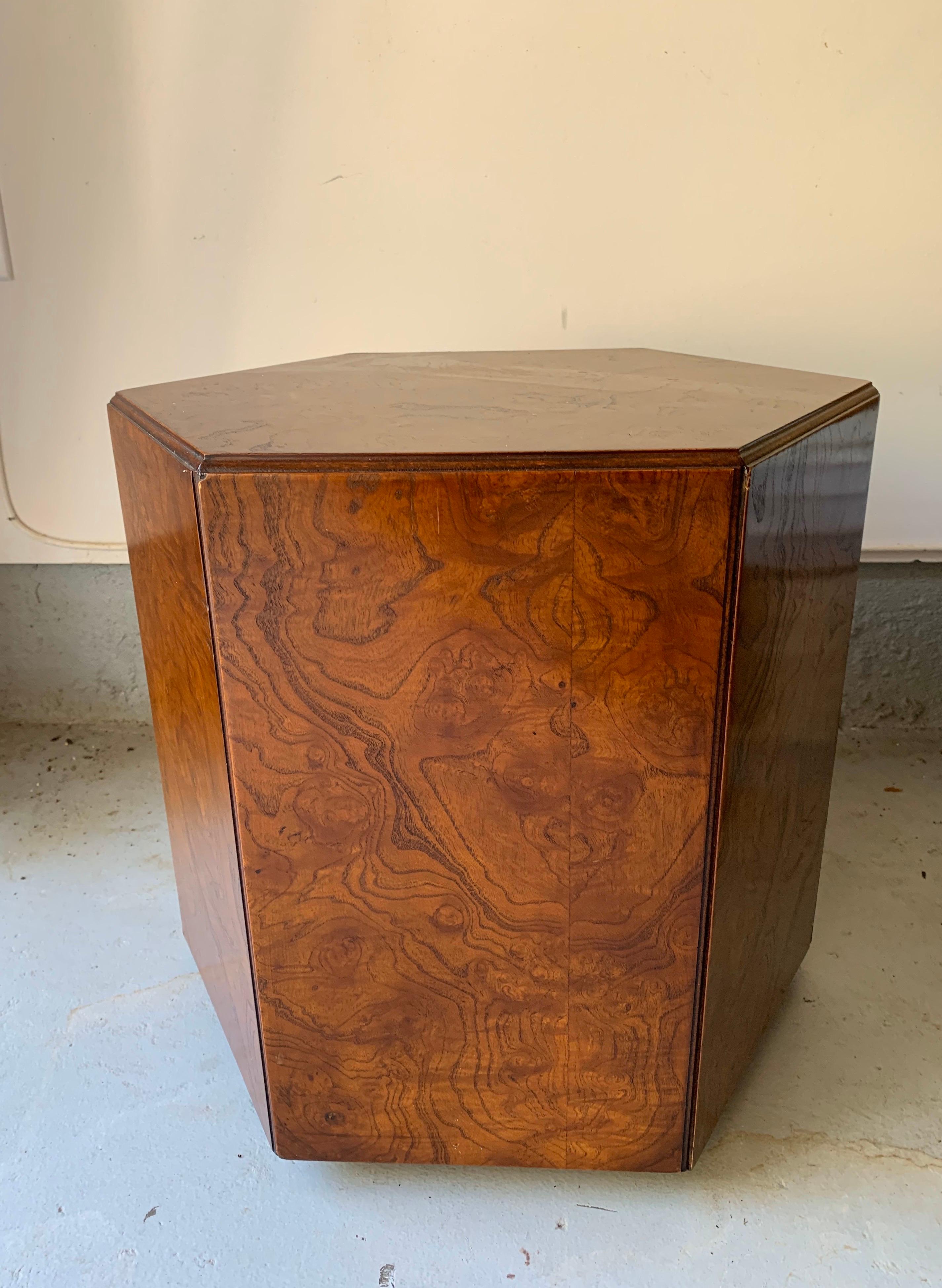 Mid-Century Modern John Widdicomb Pentagon Burl Occasional Table