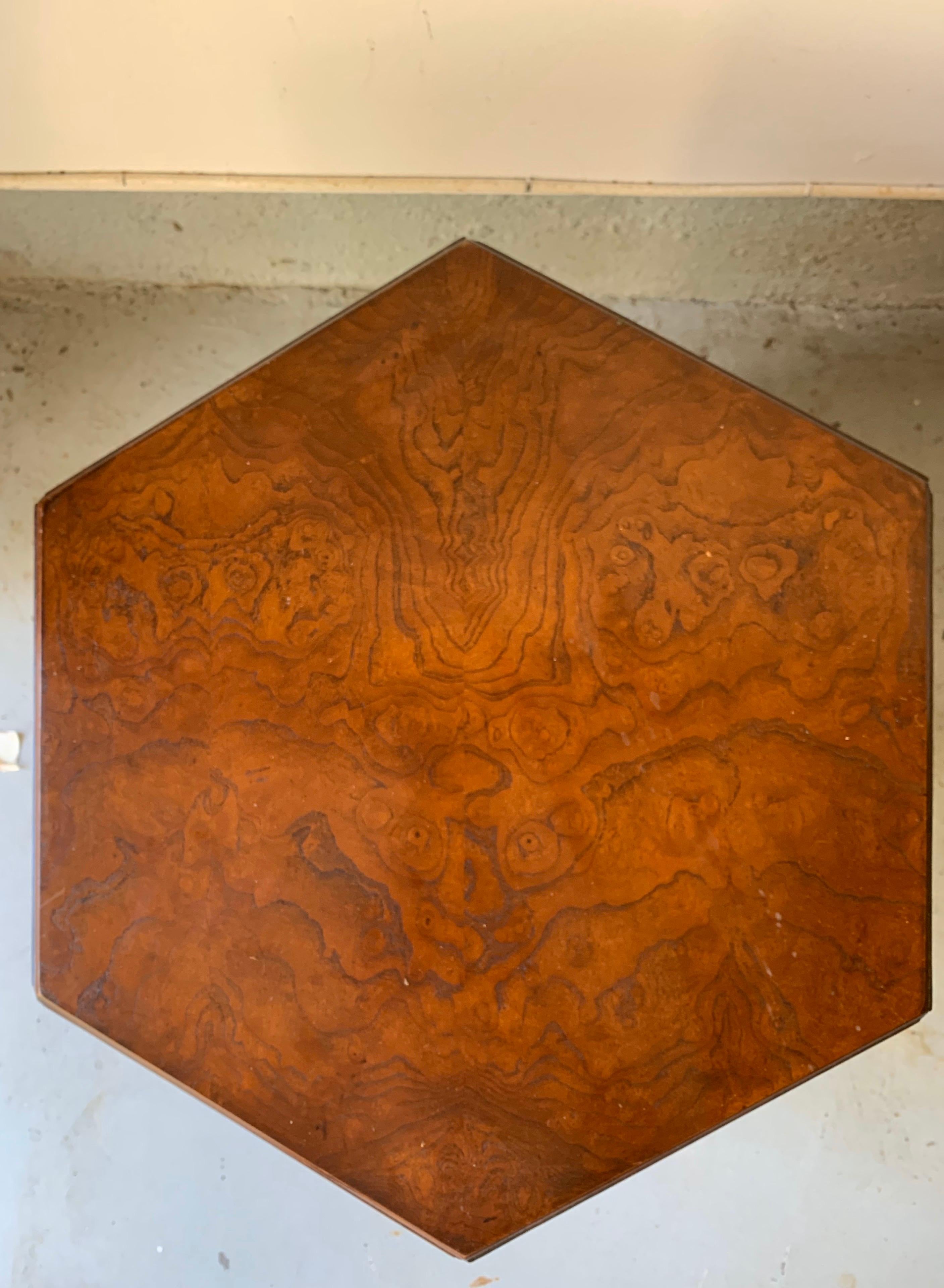 John Widdicomb Pentagon Burl Occasional Table In Good Condition In New York, NY