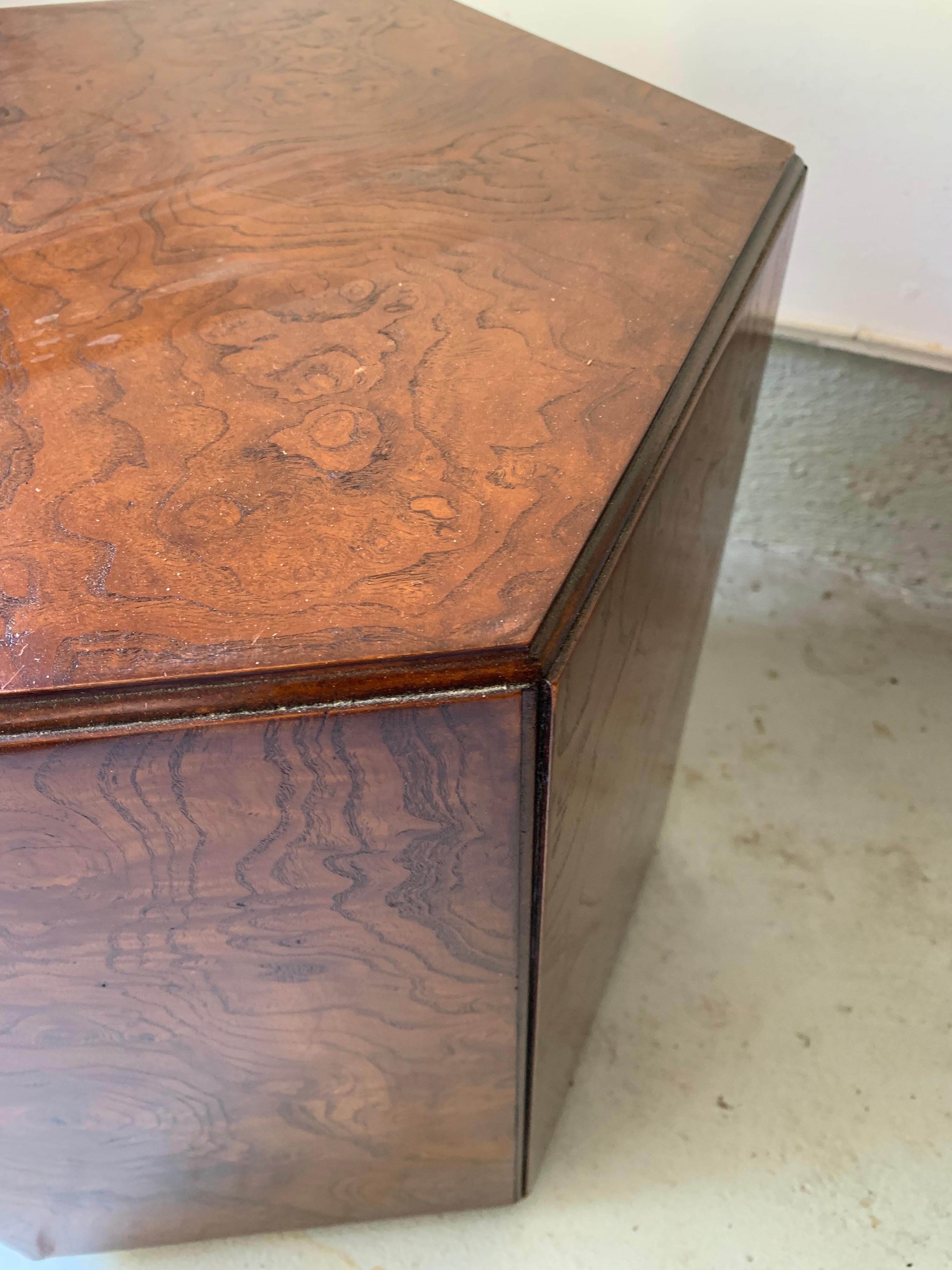 Metal John Widdicomb Pentagon Burl Occasional Table