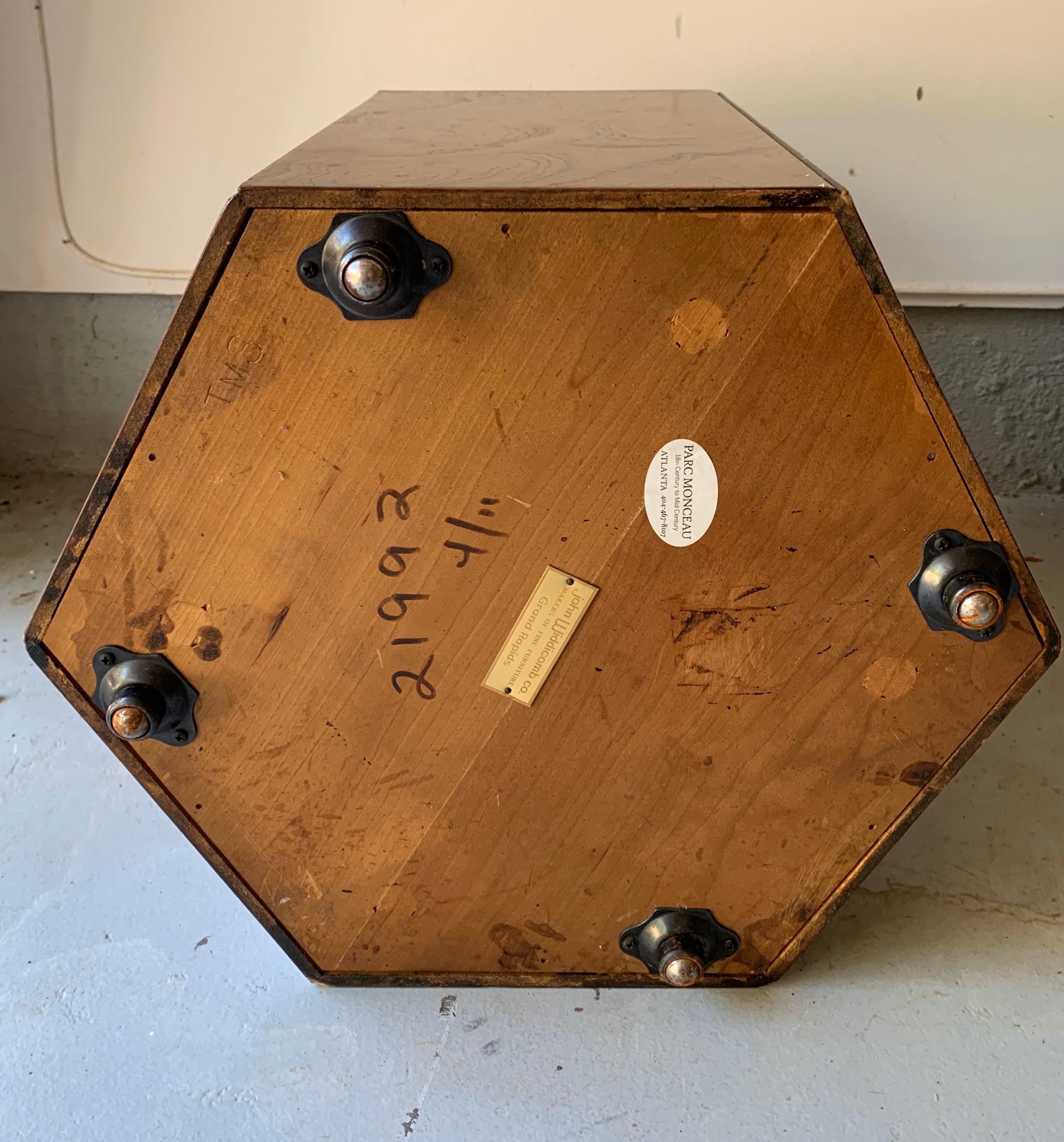 John Widdicomb Pentagon Burl Occasional Table 2