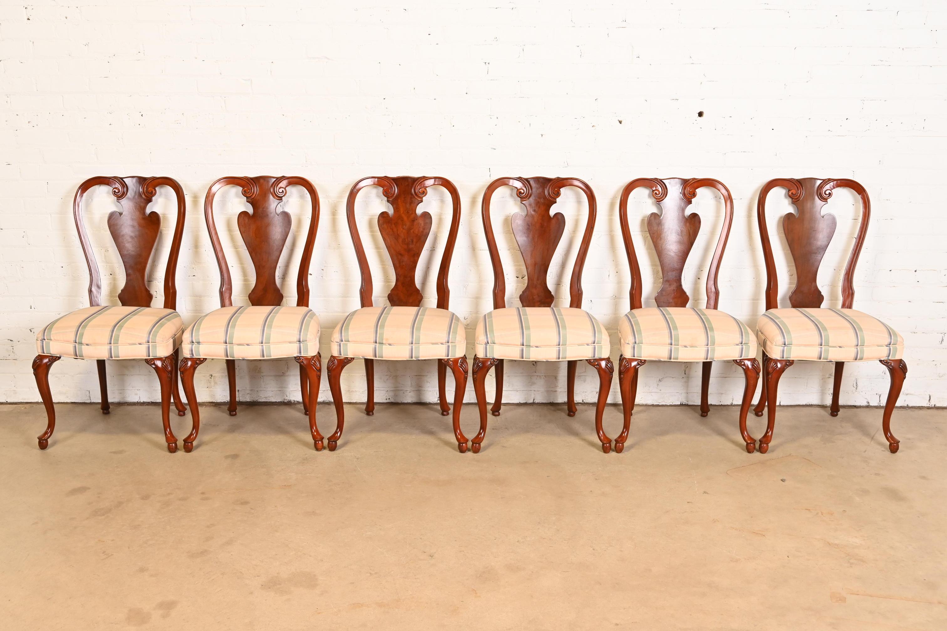 John Widdicomb Chaises de salle à manger en acajou Queen Anne, ensemble de six chaises Bon état - En vente à South Bend, IN