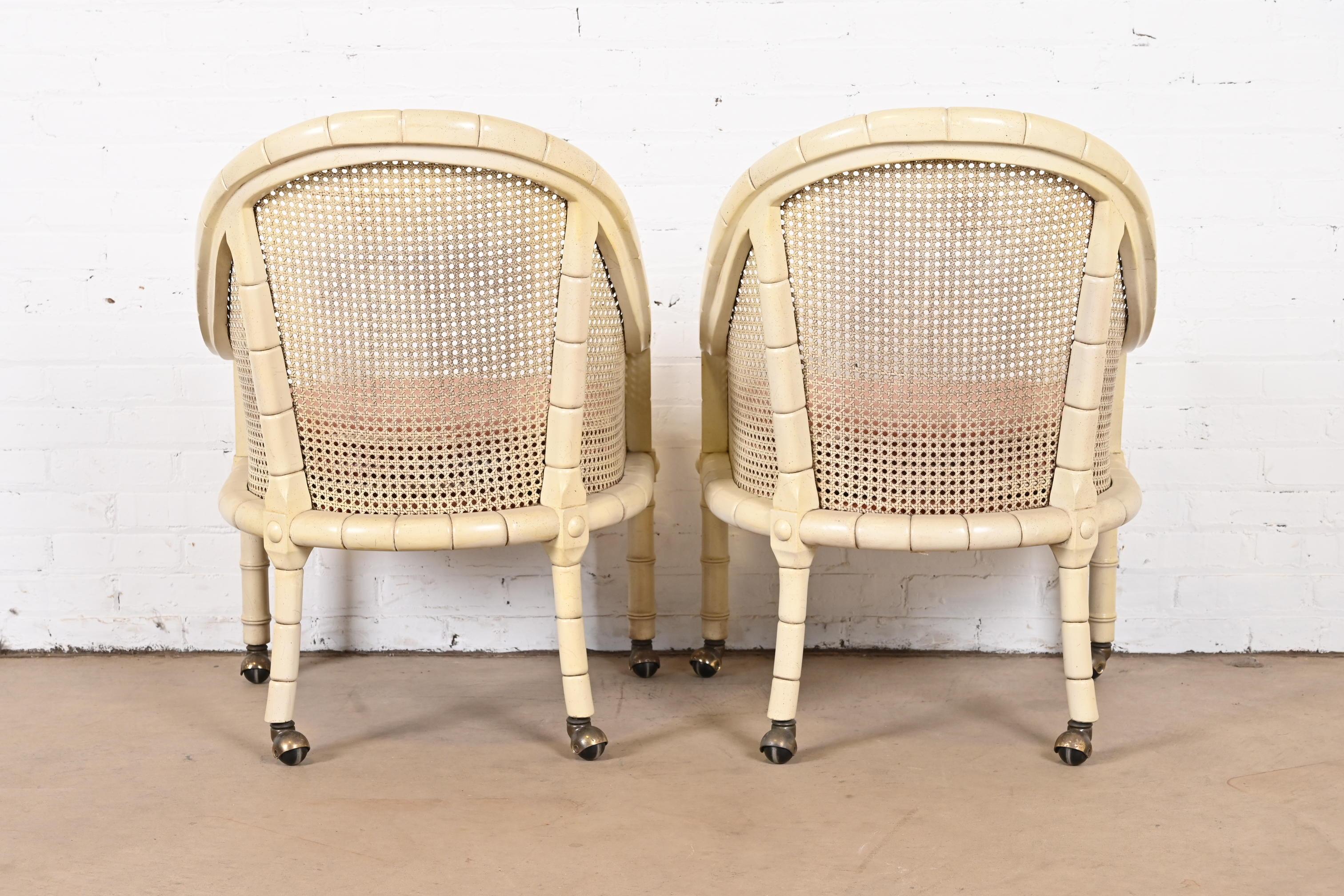 John Widdicomb Regency Faux Bamboo and Cane Club Chairs, Pair 2