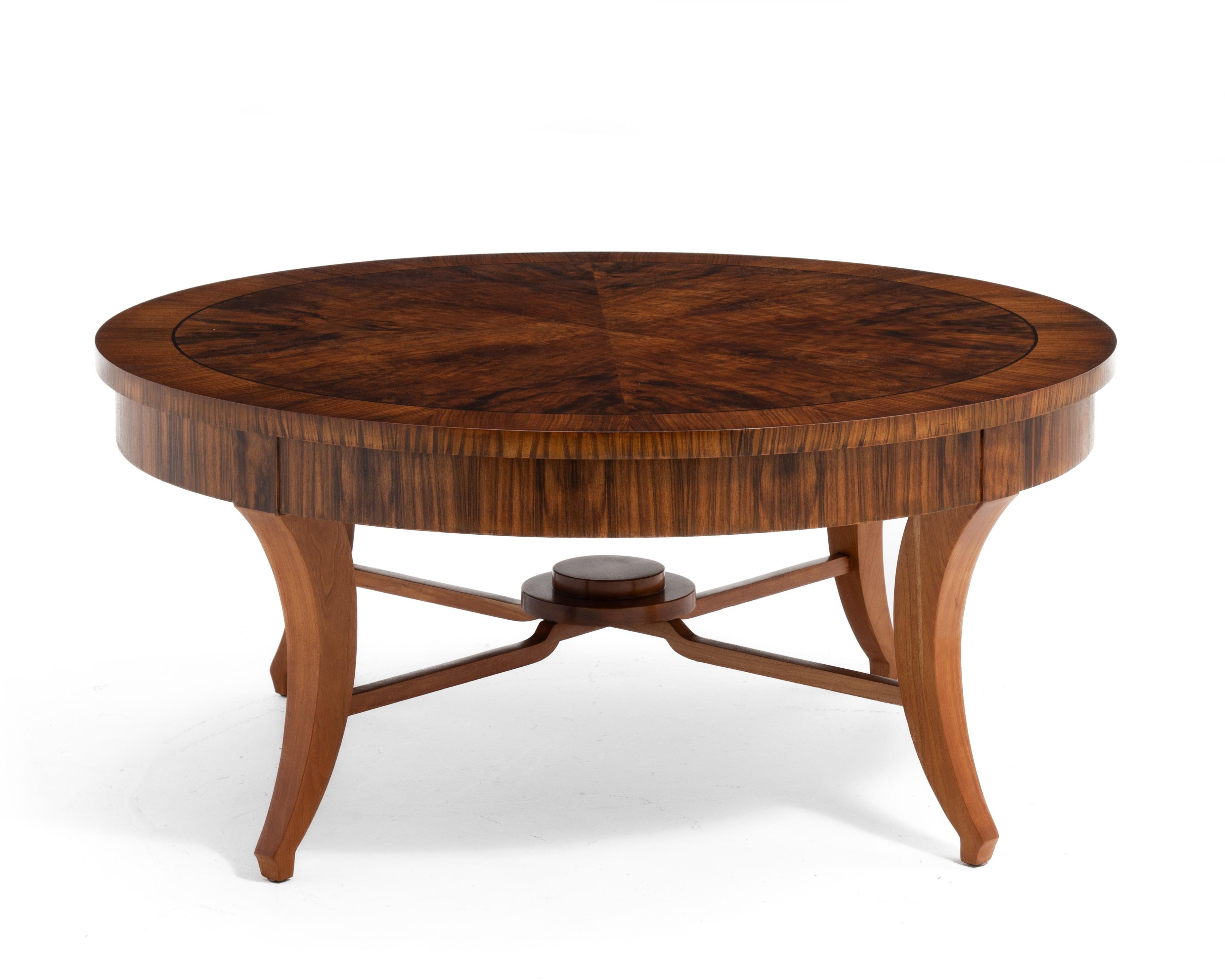 American John Widdicomb Regency Round Coffee Cocktail Table 1980 For Sale