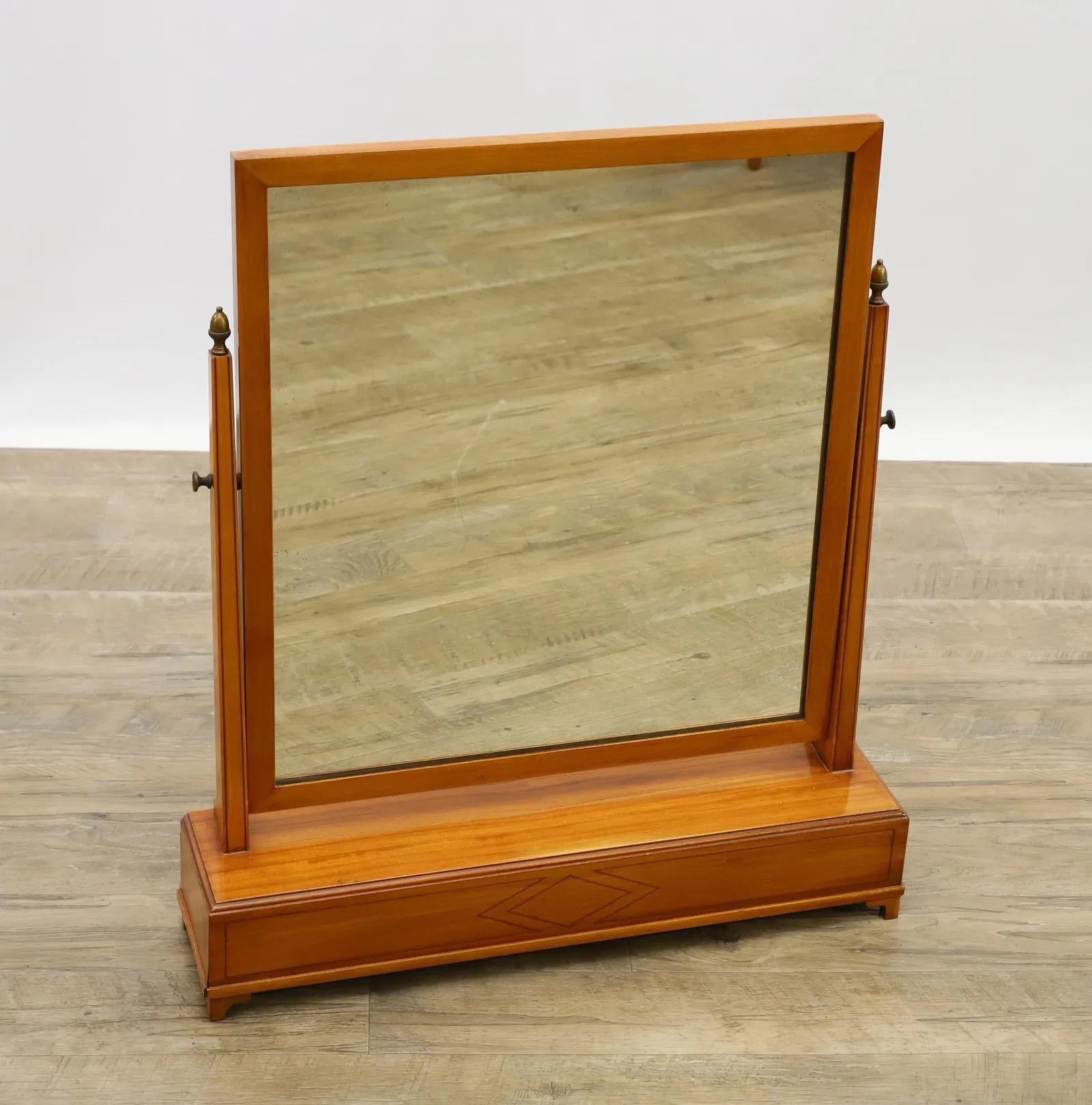 John Widdicomb Satinwood Vanity With Cheval Mirror and Upholstered Bench 3