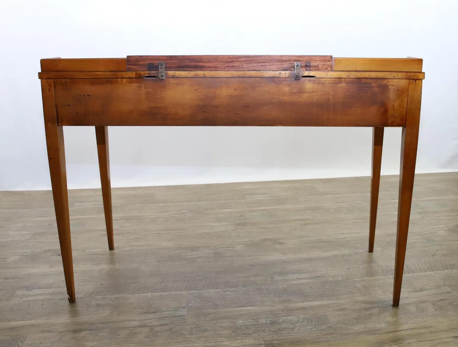 John Widdicomb Satinwood Vanity With Cheval Mirror and Upholstered Bench 4