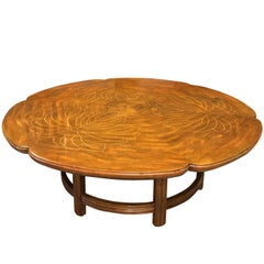 John Widdicomb Scalloped Edge Round Cocktail Table with Inlay