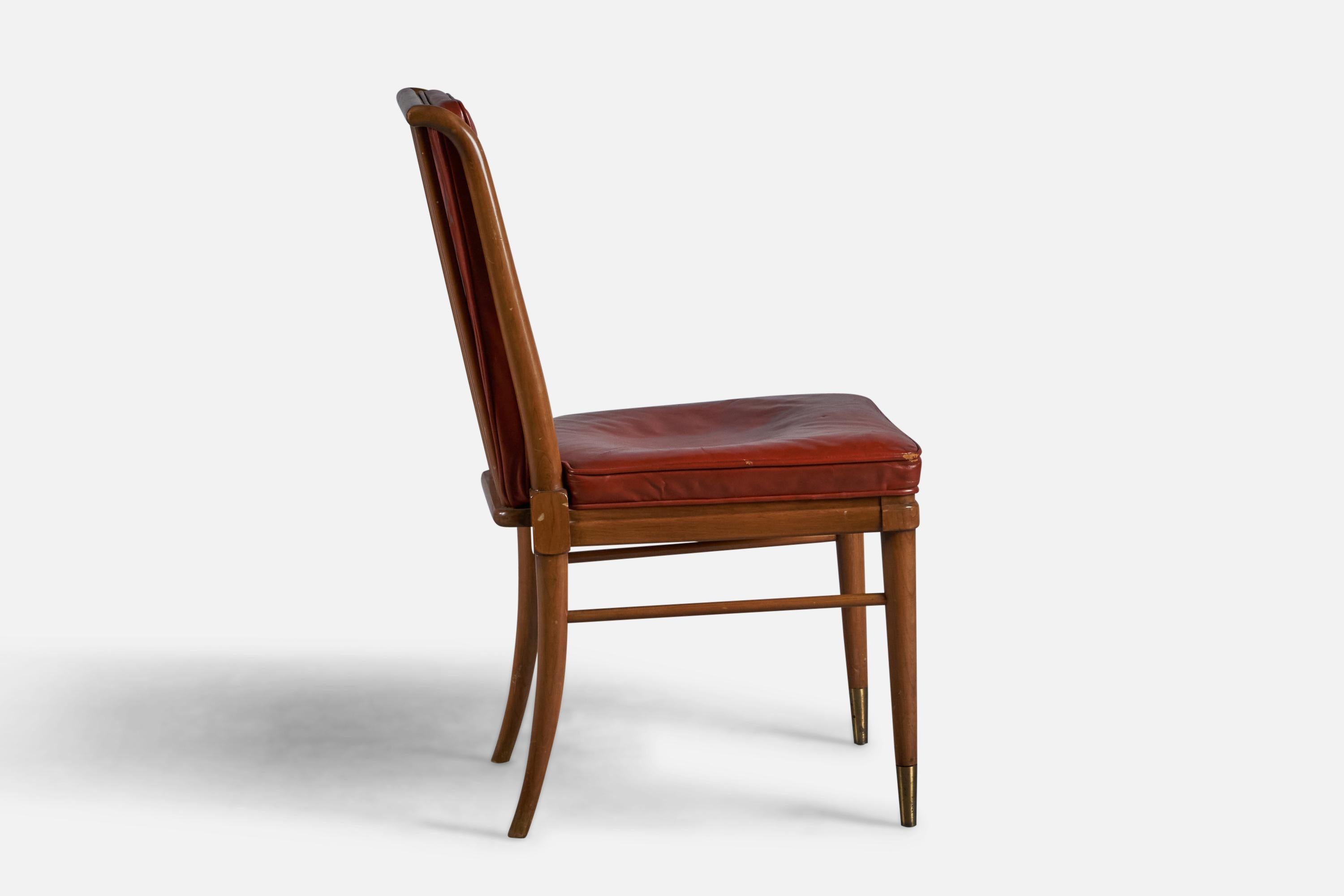 American John Widdicomb, Side Chair, Leather, Walnut, USA, 1940s For Sale