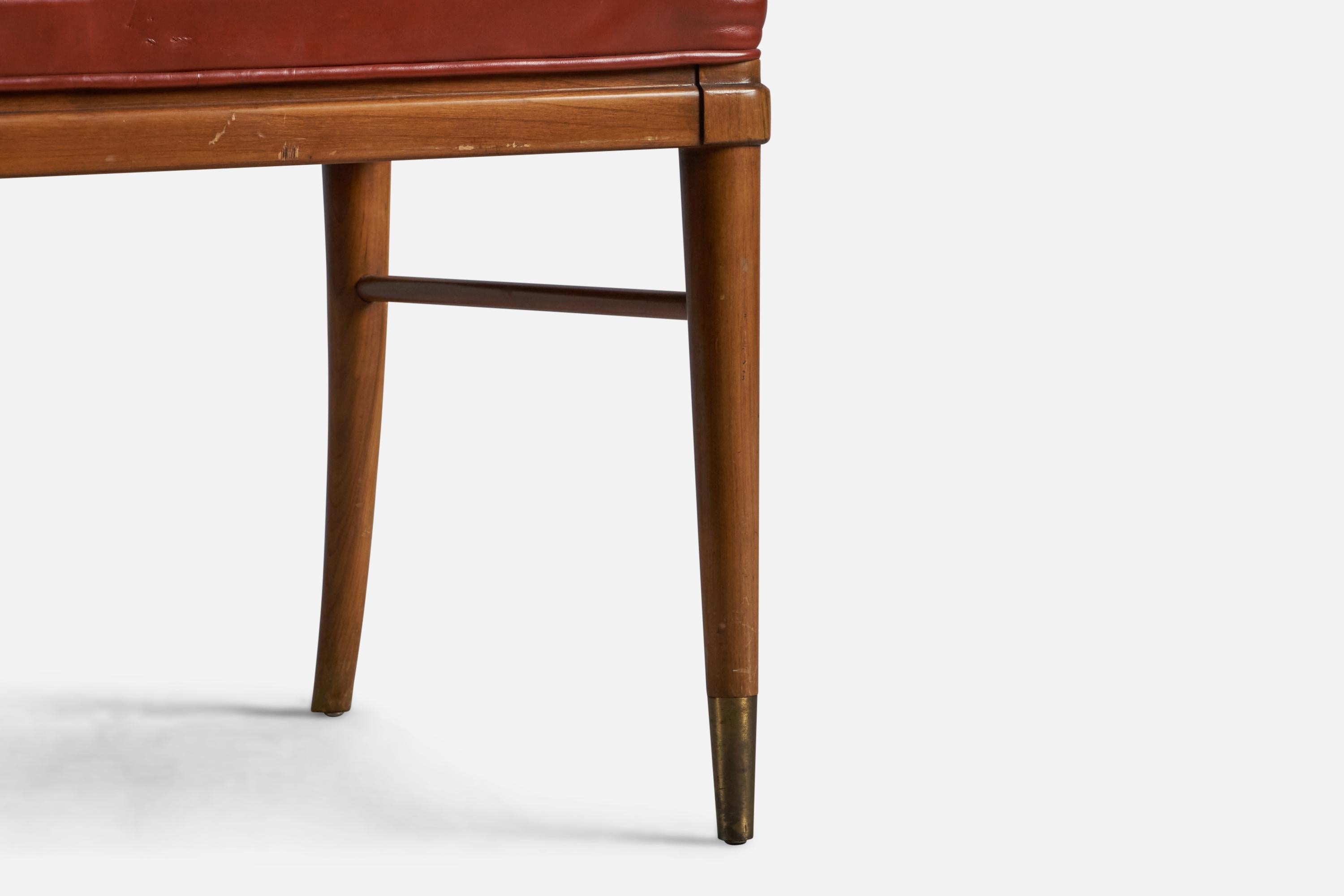 Mid-20th Century John Widdicomb, Side Chair, Leather, Walnut, USA, 1940s For Sale