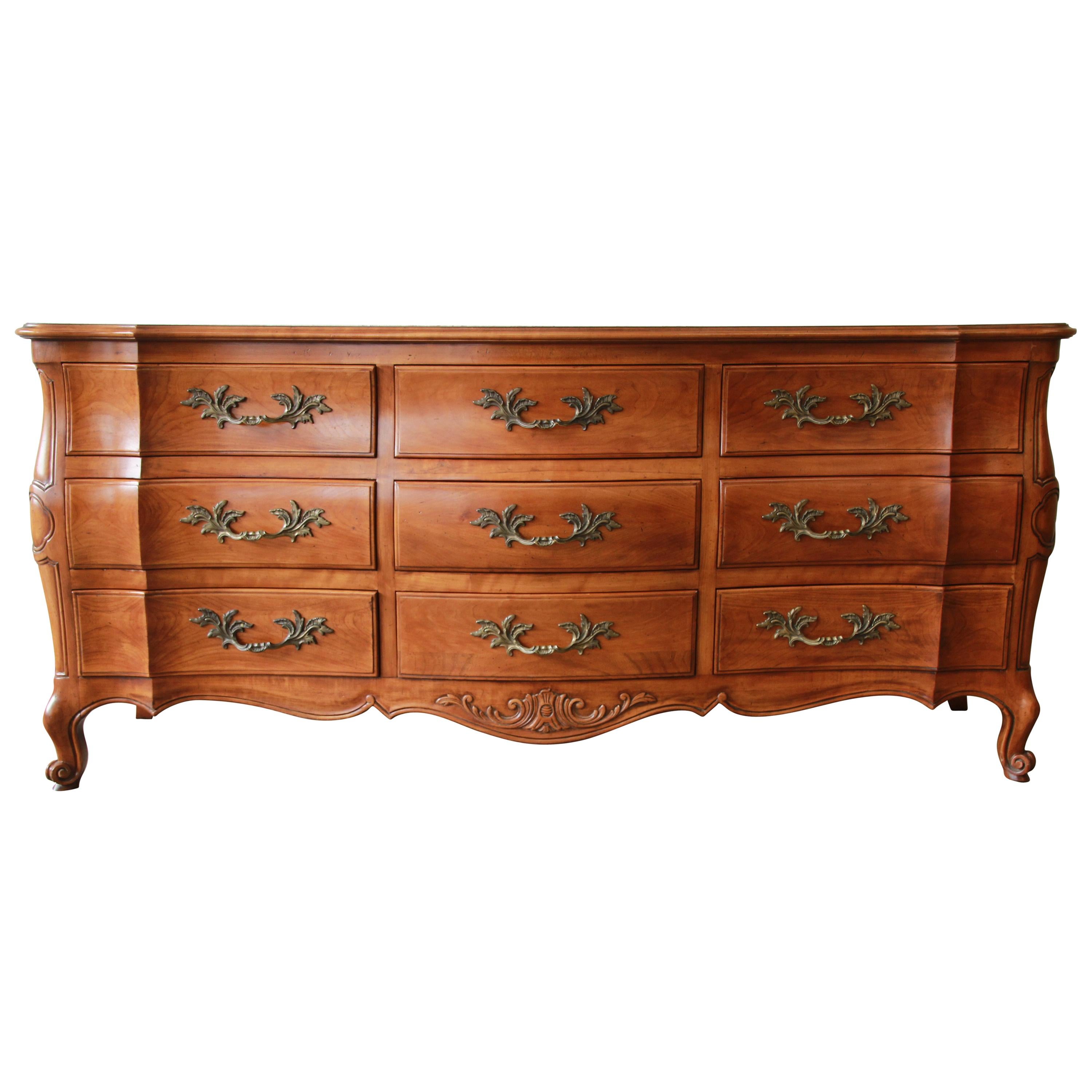 John Widdicomb Solid Cherrywood French Provincial Nine-Drawer Dresser