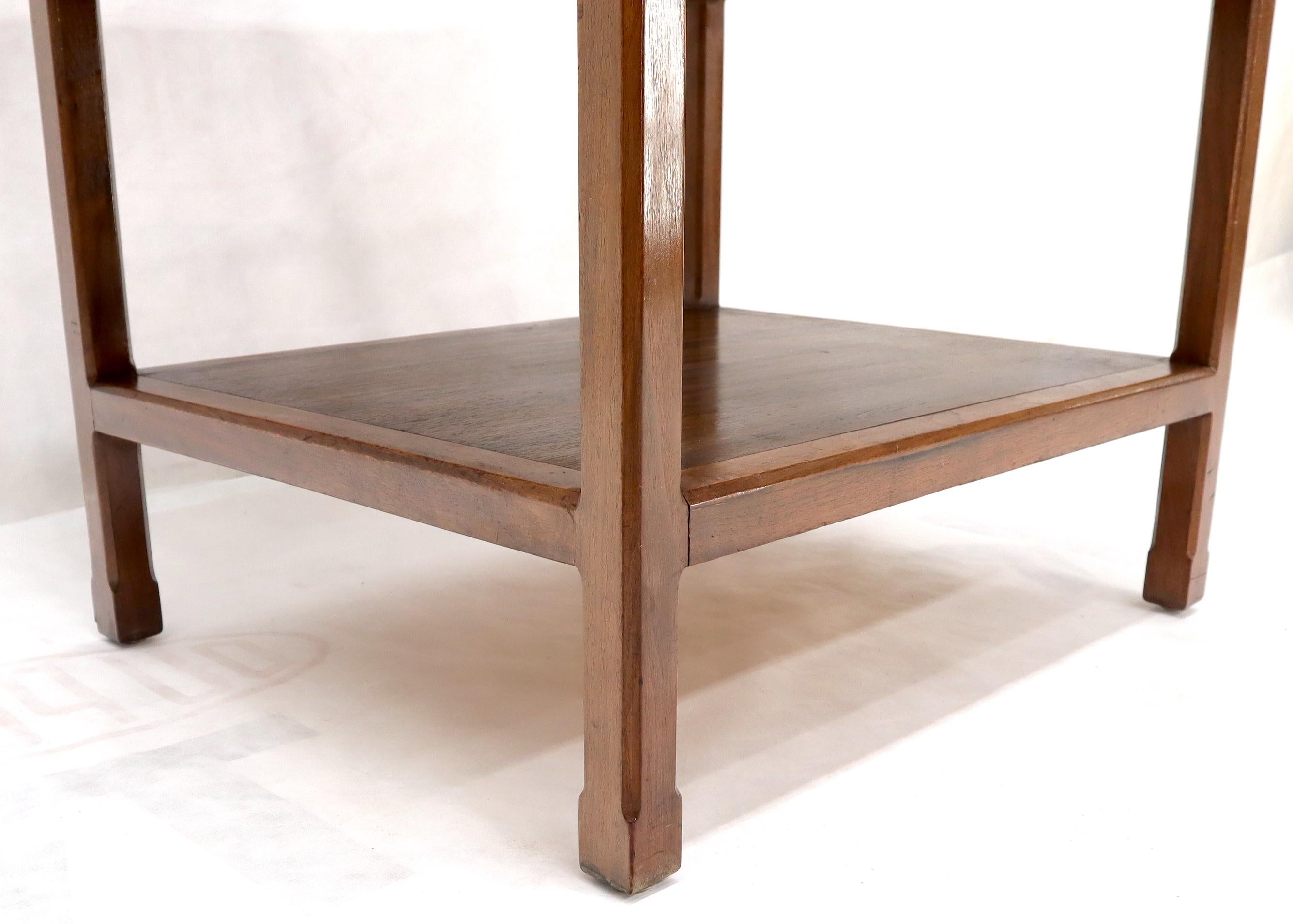 John Widdicomb Solid Walnut Oak Interior Travertine Top End Table Stand For Sale 5