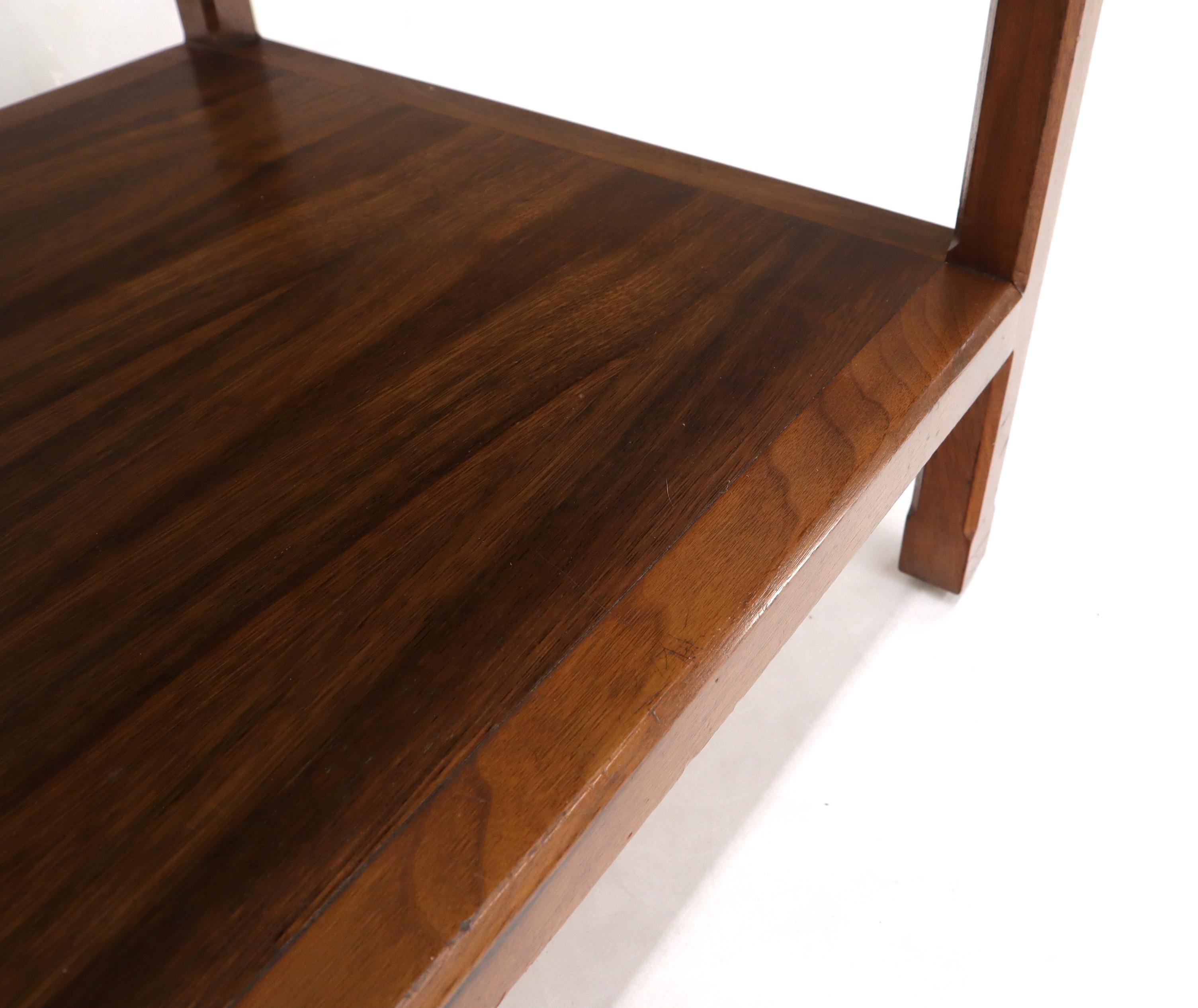 John Widdicomb Solid Walnut Oak Interior Travertine Top End Table Stand For Sale 6