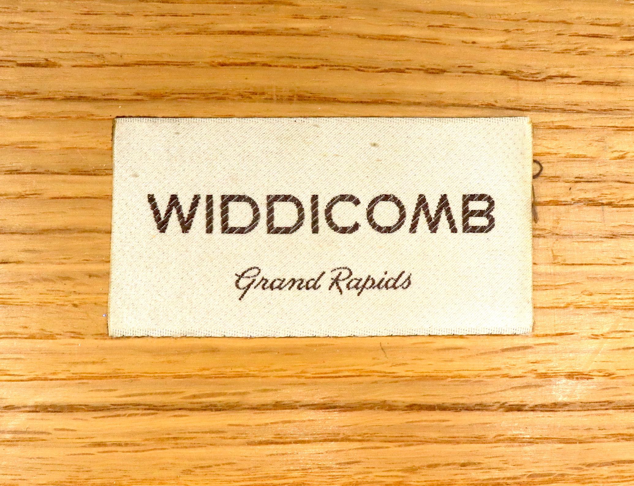 John Widdicomb Solid Walnut Oak Interior Travertine Top End Table Stand For Sale 2