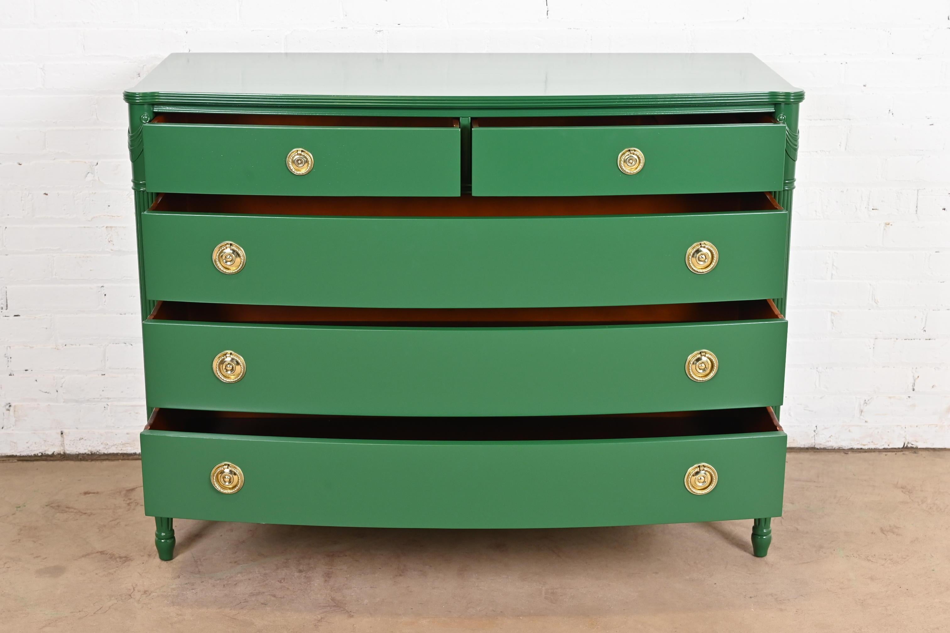 Brass John Widdicomb Style Antique French Regency Louis XVI Lacquered Dresser Chest