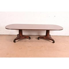 John Widdicomb Style Empire Mahogany Pedestal Dining Table, Newly Refinished