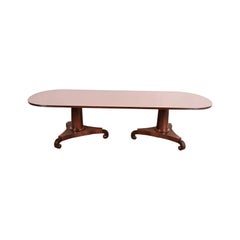 John Widdicomb Style Empire Mahogany Pedestal Dining Table, Newly Refinished