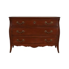 John Widdicomb Style French Provincial Carved Cherry Wood Commode, Circa 1940s