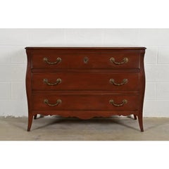 John Widdicomb Style French Provincial Carved Cherry Wood Commode, Circa 1940s